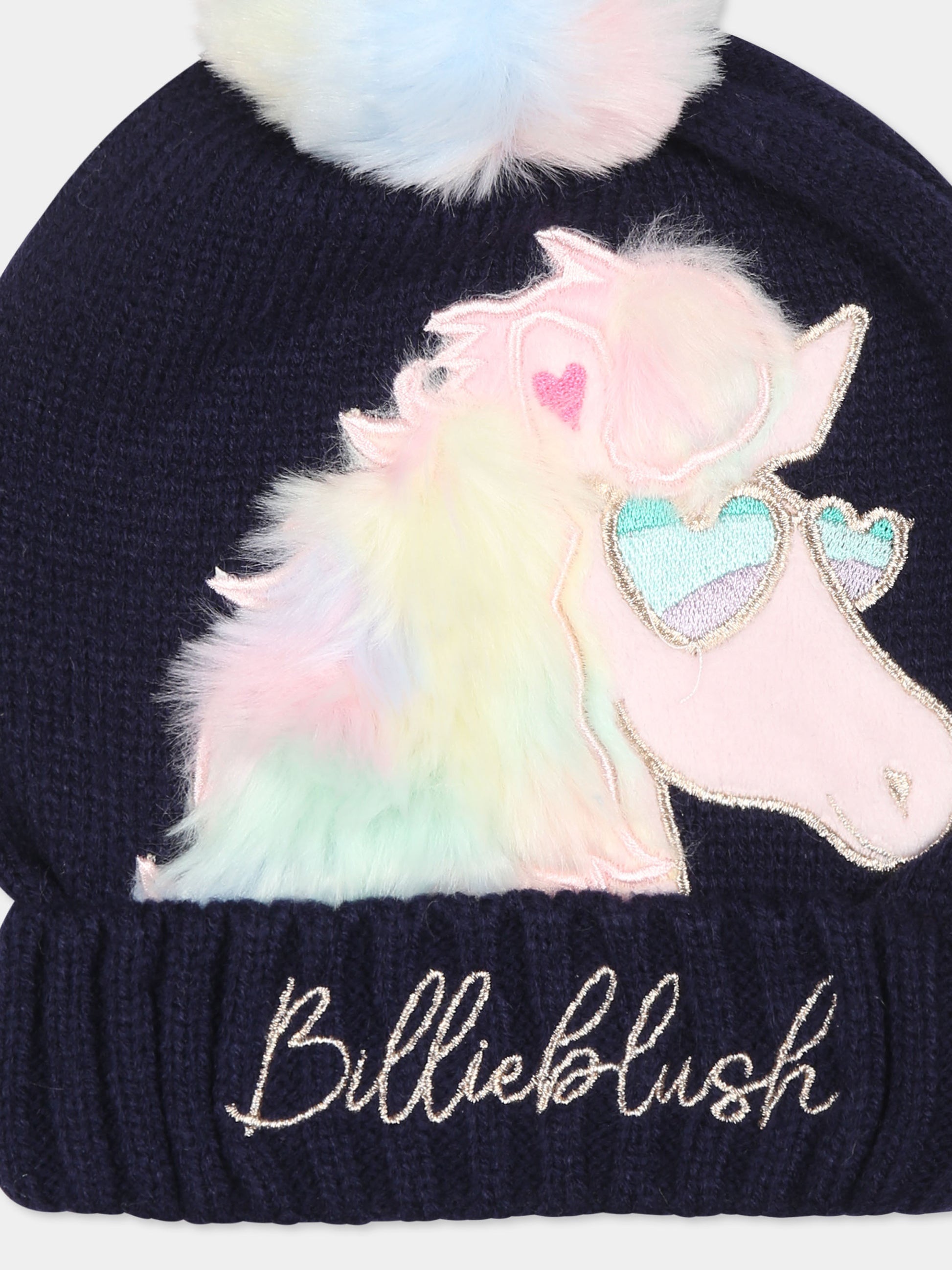 Berretto blu per bambina con unicorno,Billieblush,U20606 85T