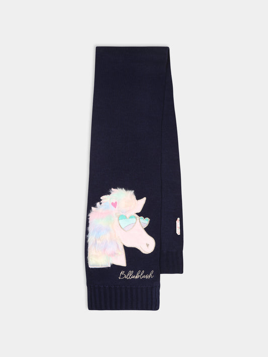 Sciarpa blu per bambina con pegaso,Billieblush,U20597 85T