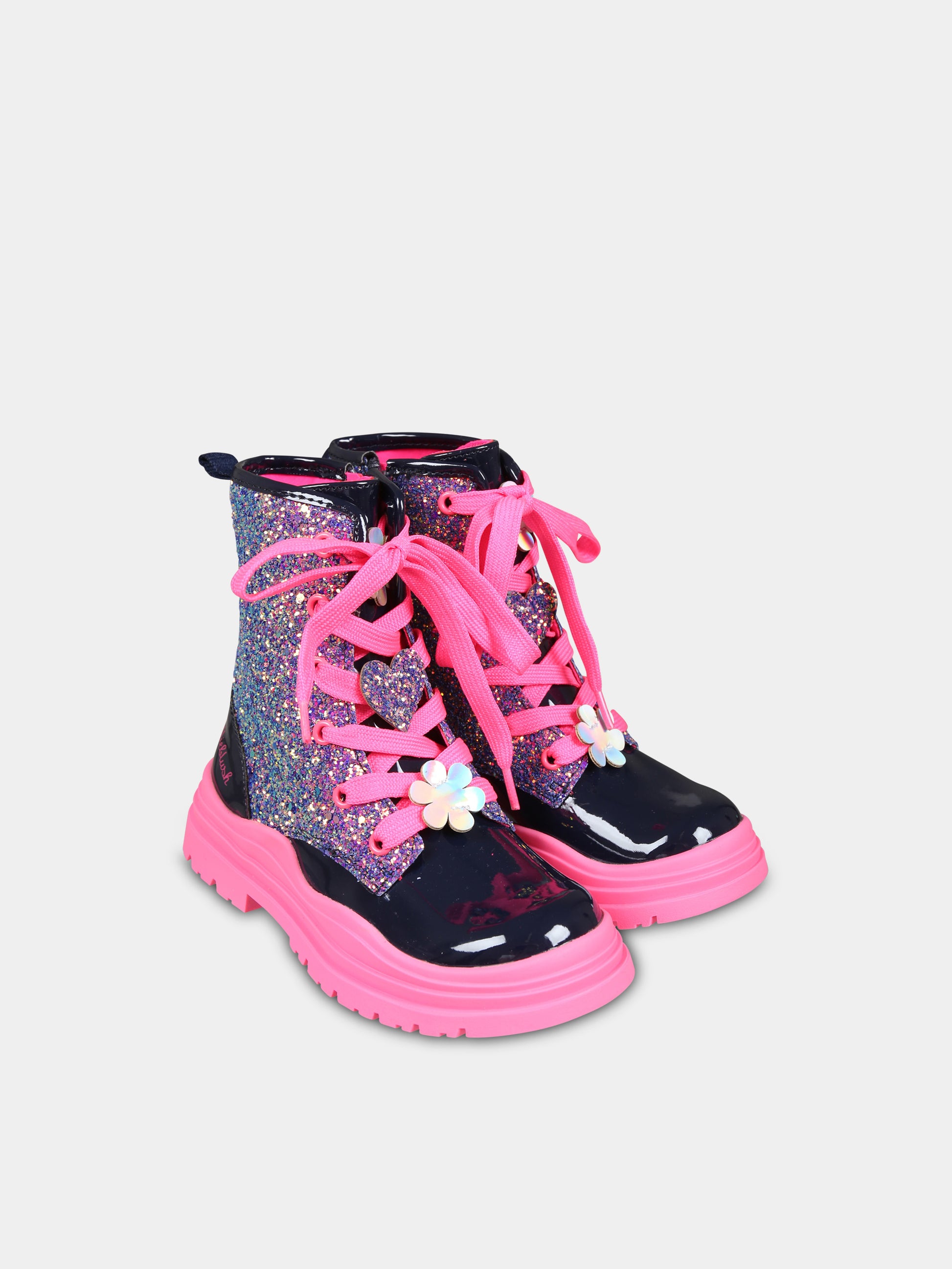 Anfibi blu per bambina con cuori e stelle,Billieblush,U20657 85T