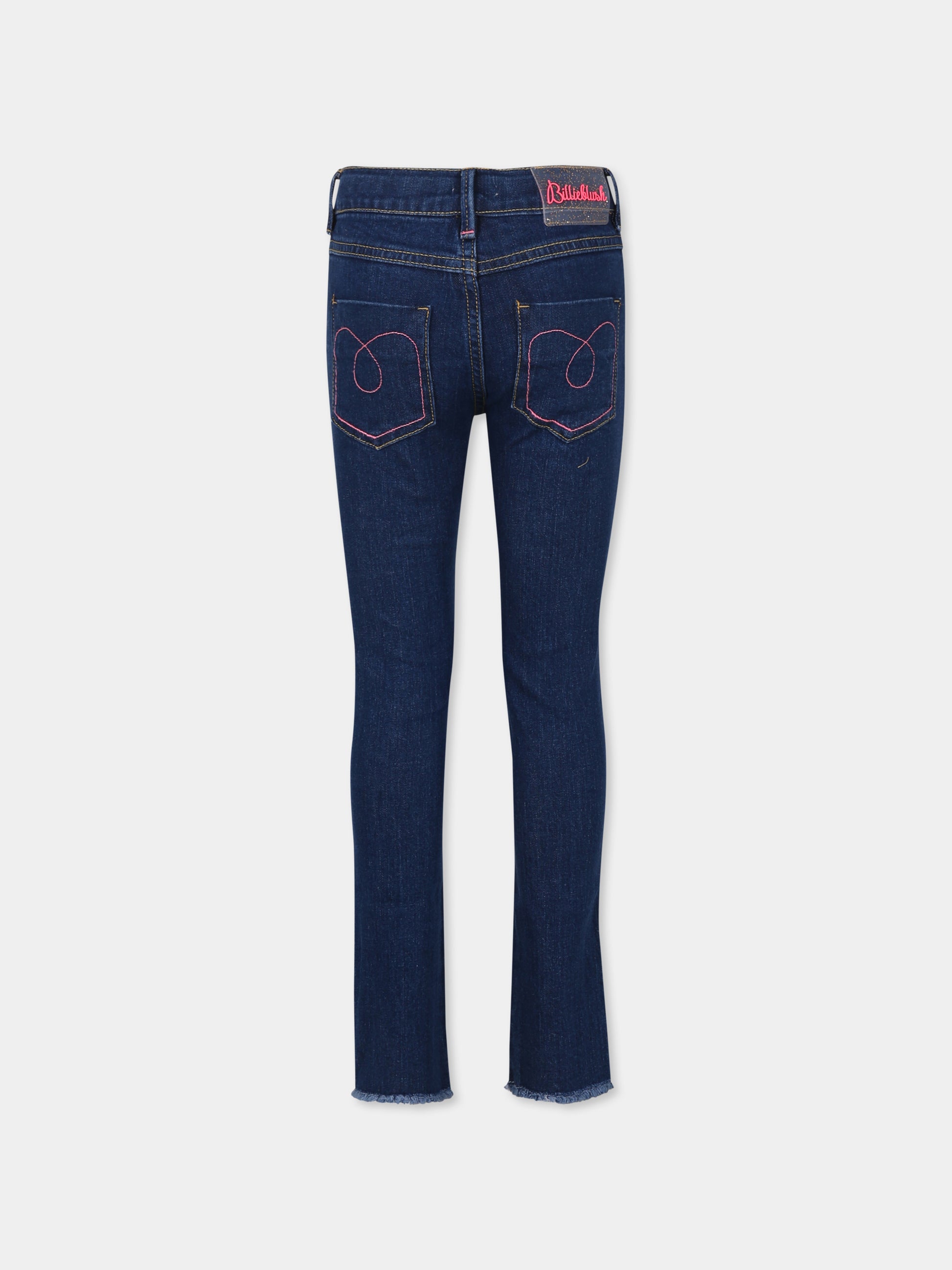 Jeans blu per bambina con pietre,Billieblush,U20452 Z10