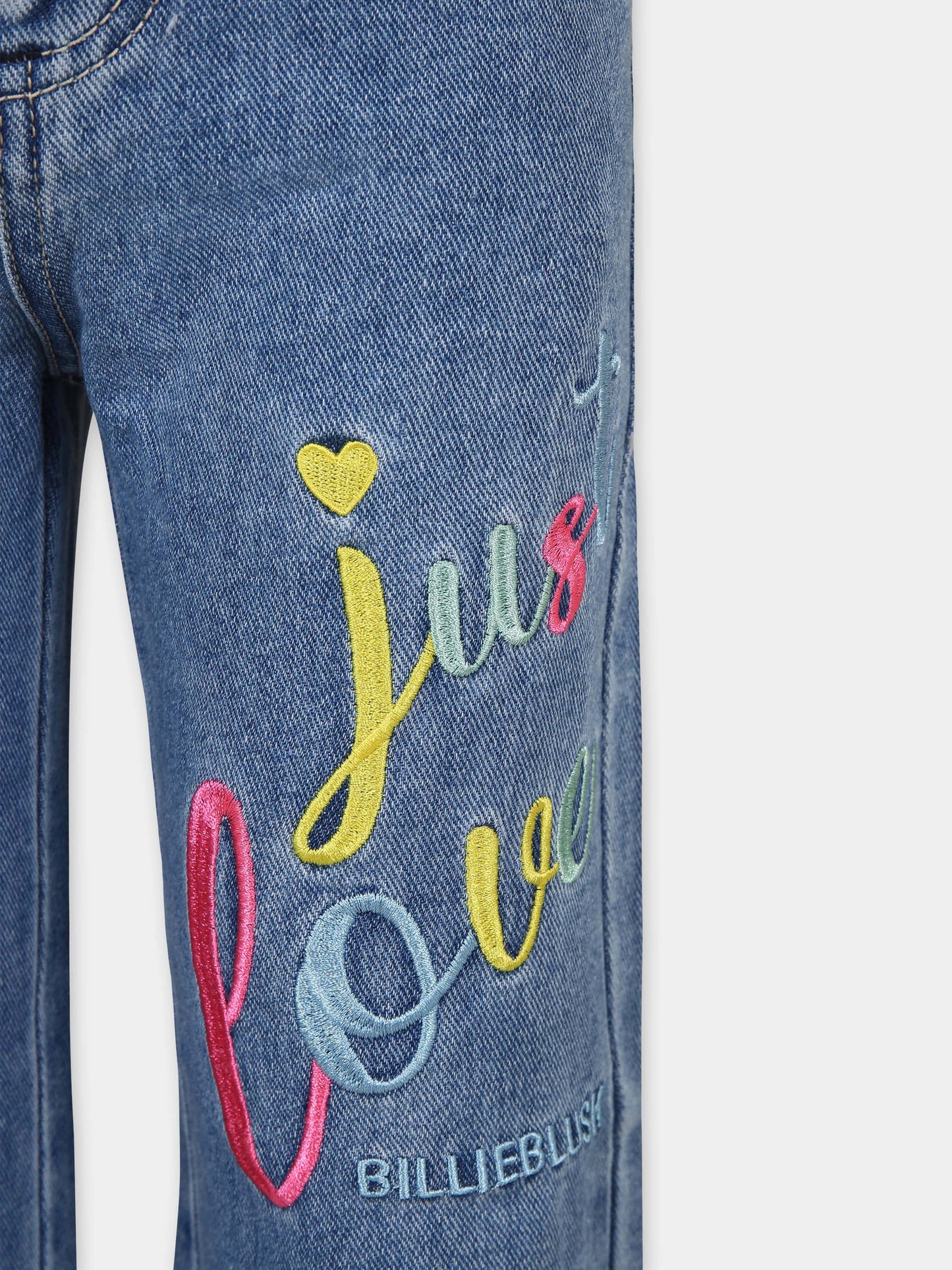 Jeans blu per bambina con scritta,Billieblush,U20451 Z13