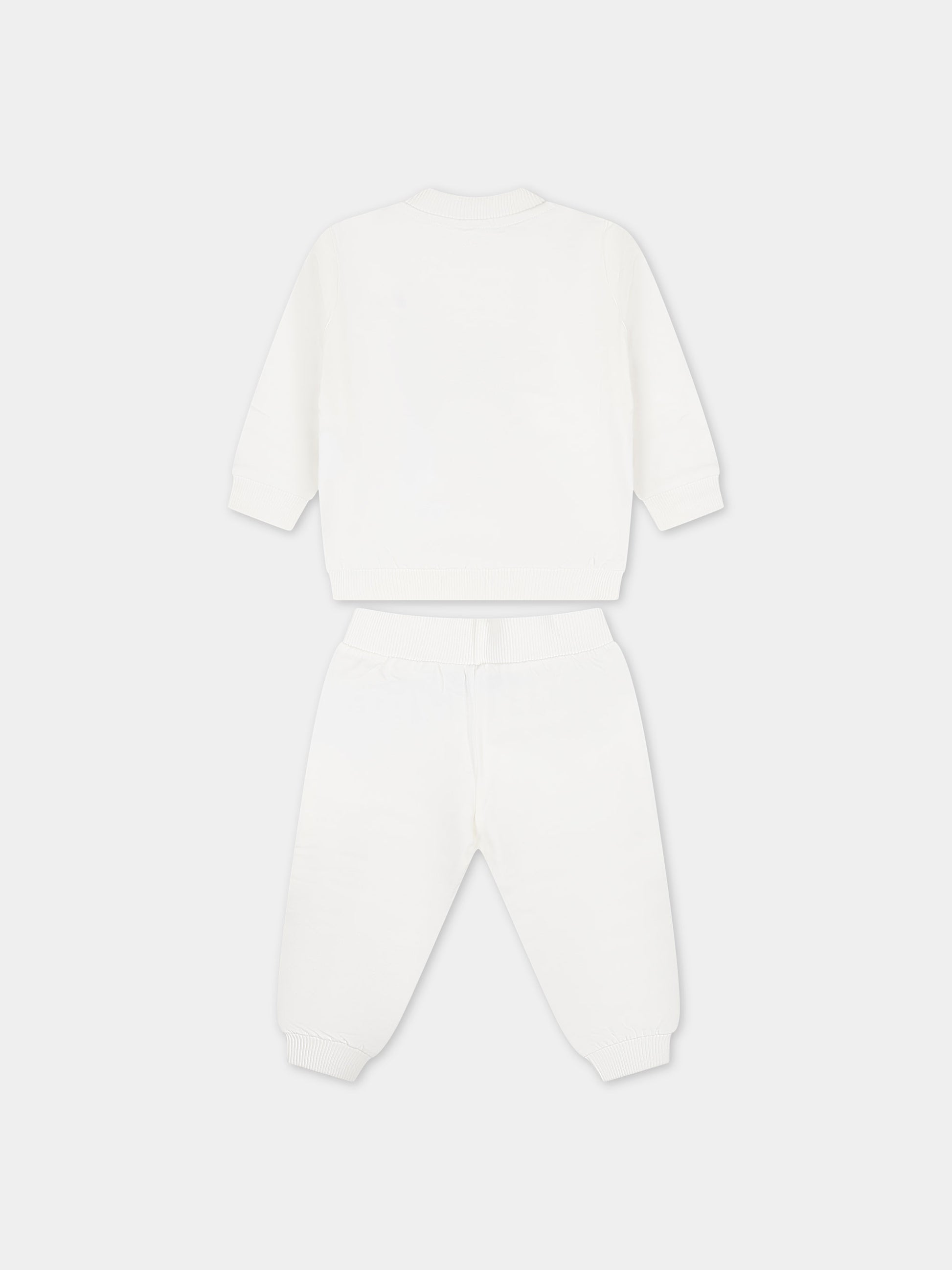 Completo bianco per neonati con Teddy Bear e logo,Moschino Kids,MRK02P LCA63 10063