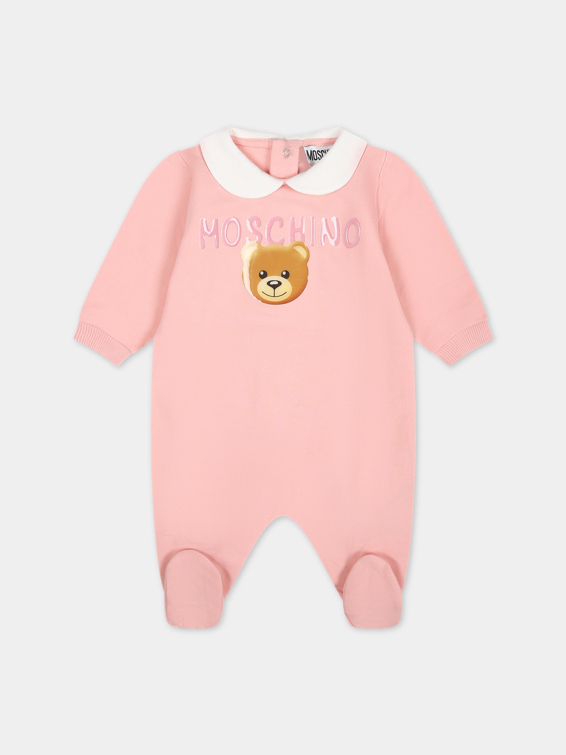 Tutina rosa per neonata con Teddy Bear e logo,Moschino Kids,MUT03J LDA17 50209