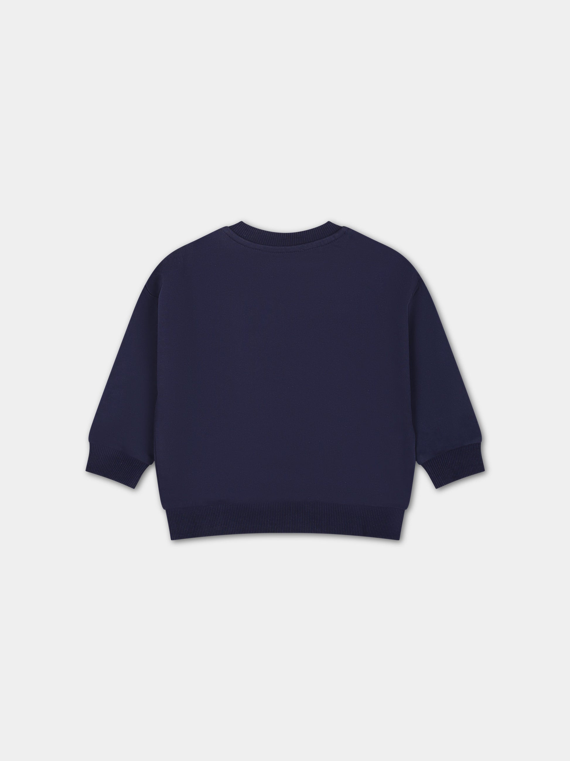 Felpa blu per neonati con Teddy Bears,Moschino Kids,MWF03Q LCA58 40016