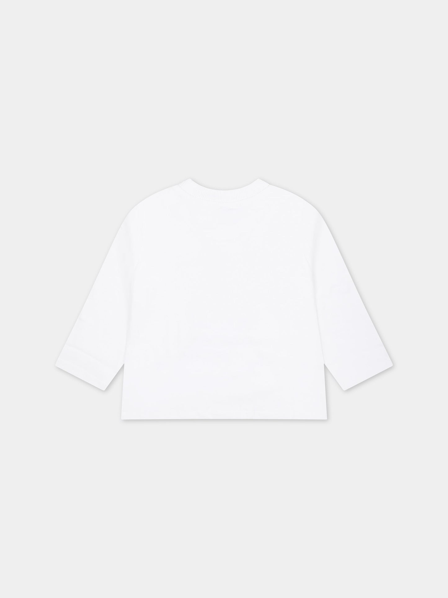 T-shirt bianca per neonati con Teddy Bear e logo multicolor,Moschino Kids,MYO00D LAA01 10101