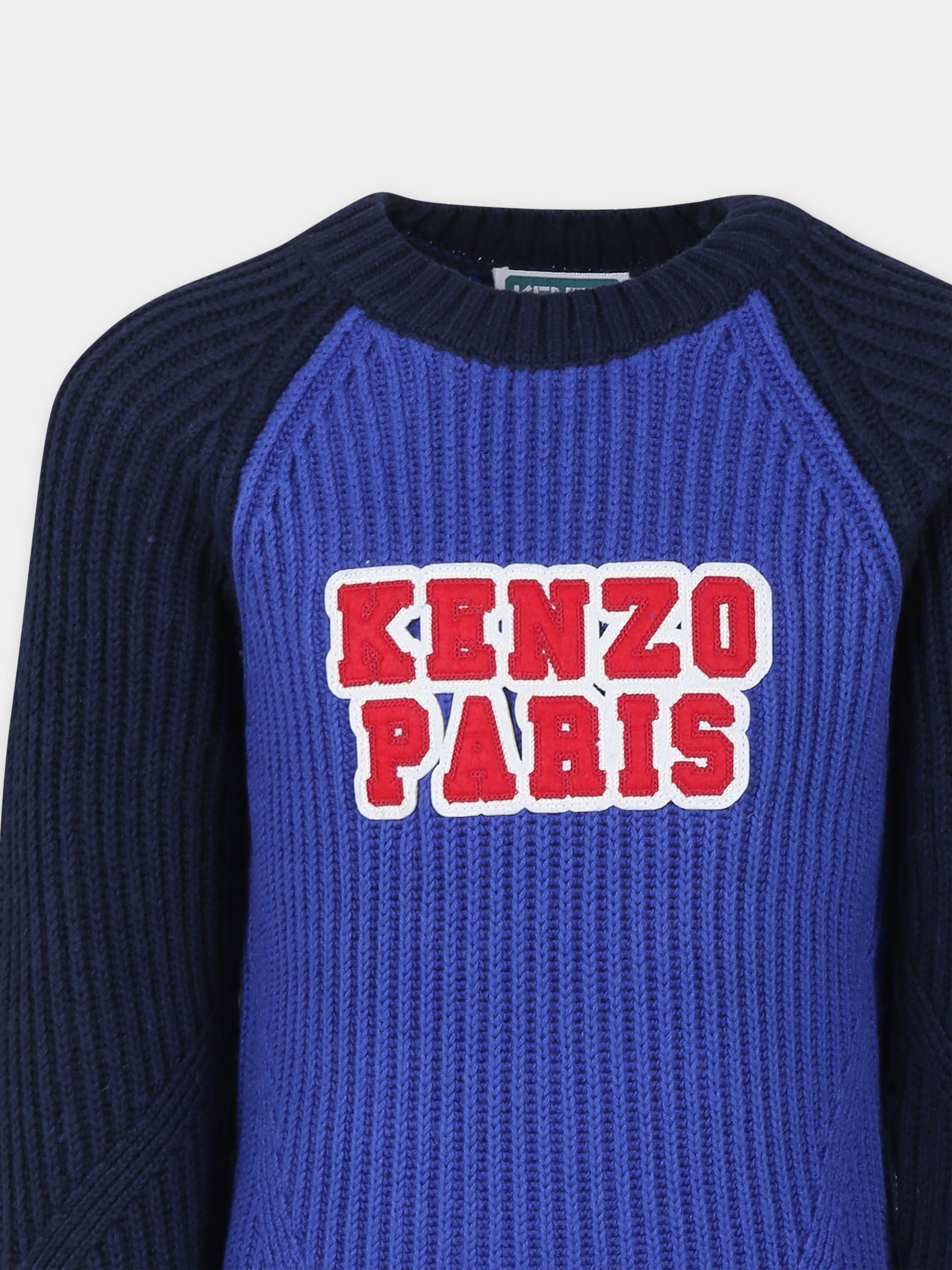 Maglione blu per bambino con logo,Kenzo Kids,K60784 84A