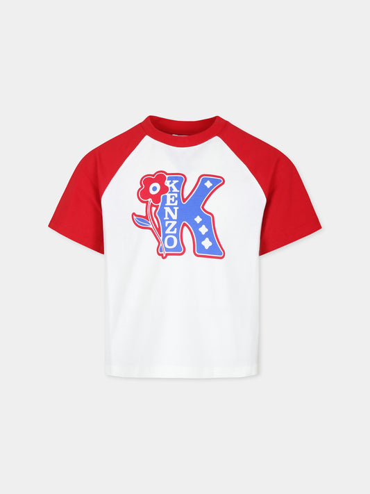 T-shirt avorio per bambina con K Flower,Kenzo Kids,K60757 12P