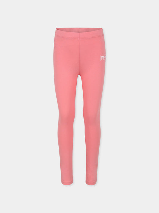 Leggings rosa per bambina con logo,Kenzo Kids,K60656 49C