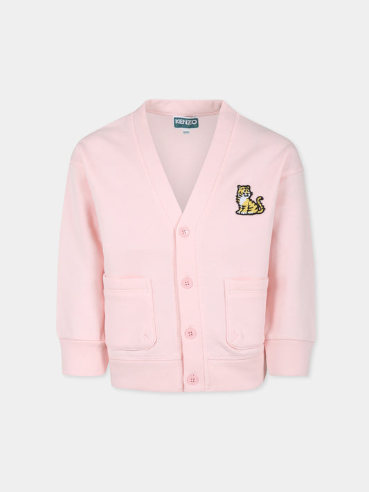 Cardigan rosa per bambina con tigre Kotora,Kenzo Kids,K60729 45Z