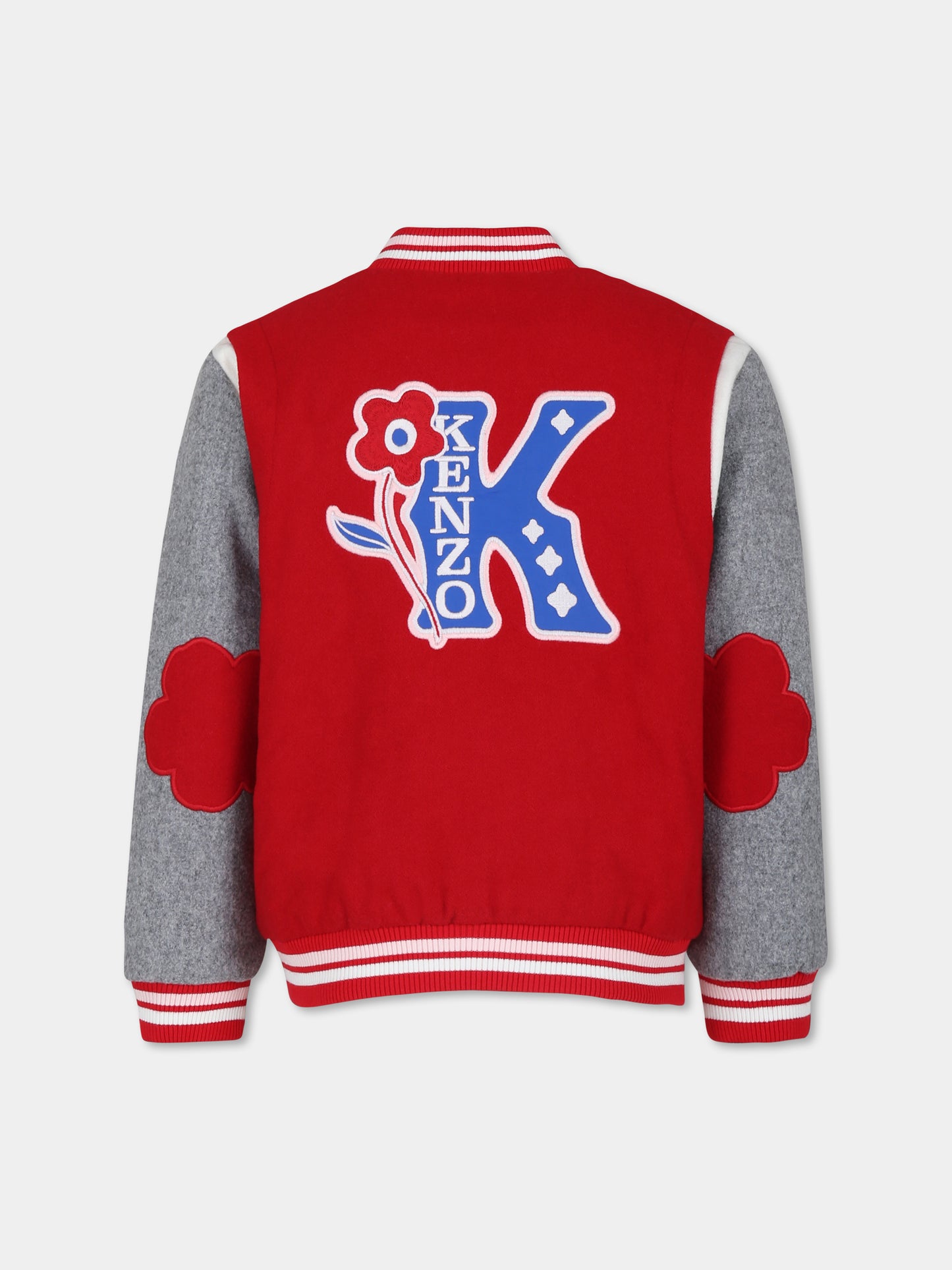 Bomber rosso per bambina con logo e K Flower,Kenzo Kids,K60632 968