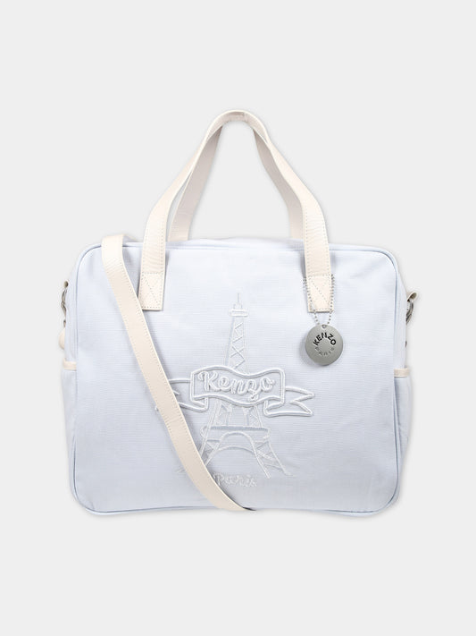 Borsa mamma celeste per neonato con logo,Kenzo Kids,K60595 771