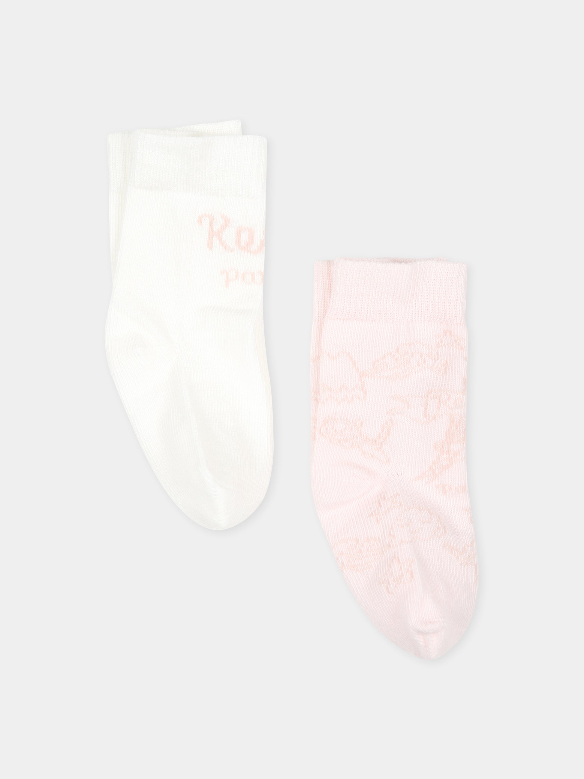 Set calzini rosa per neonata con logo,Kenzo Kids,K60593 47R