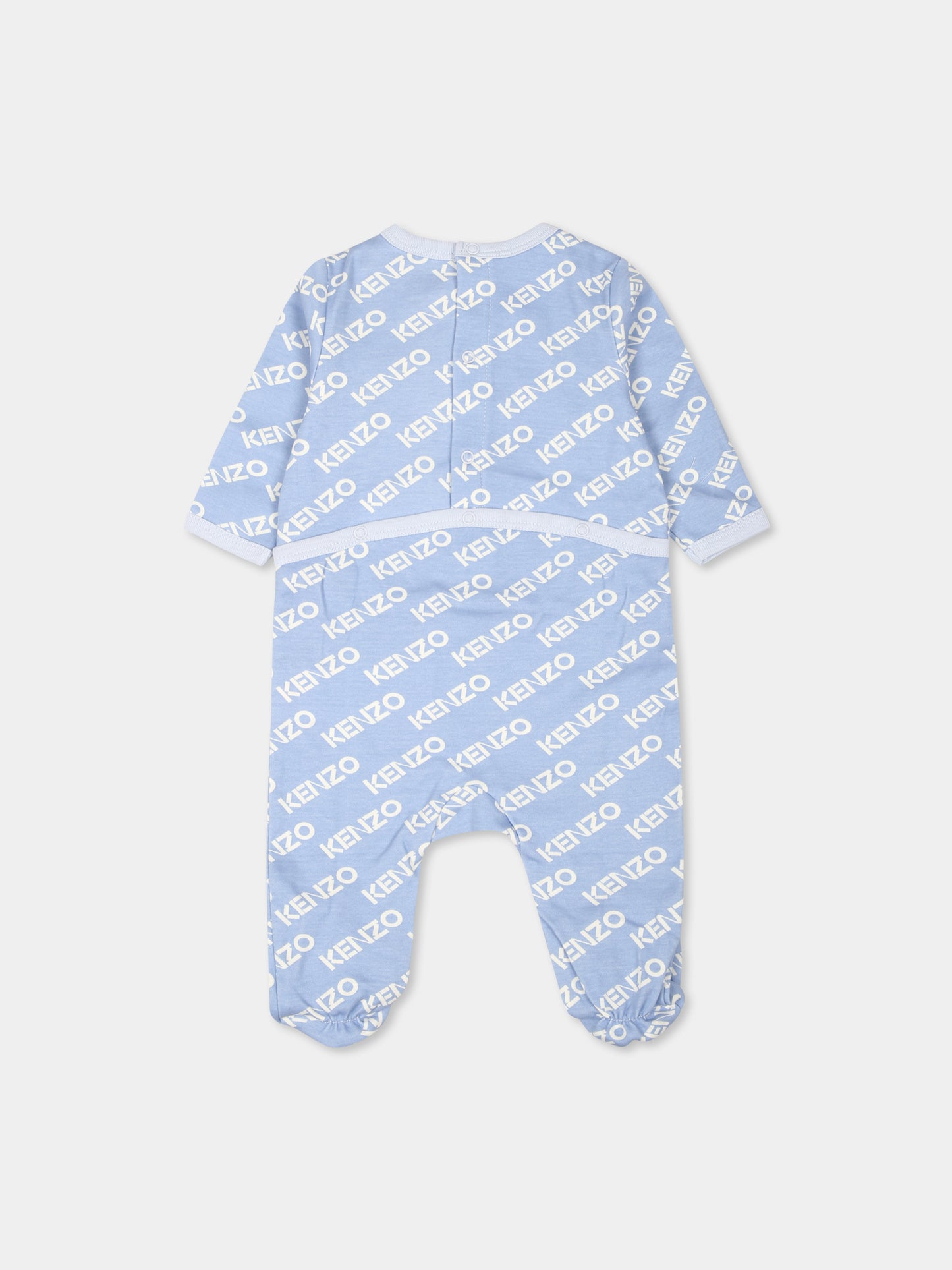 Set tutina celeste per neonato con logo,Kenzo Kids,K60461 771