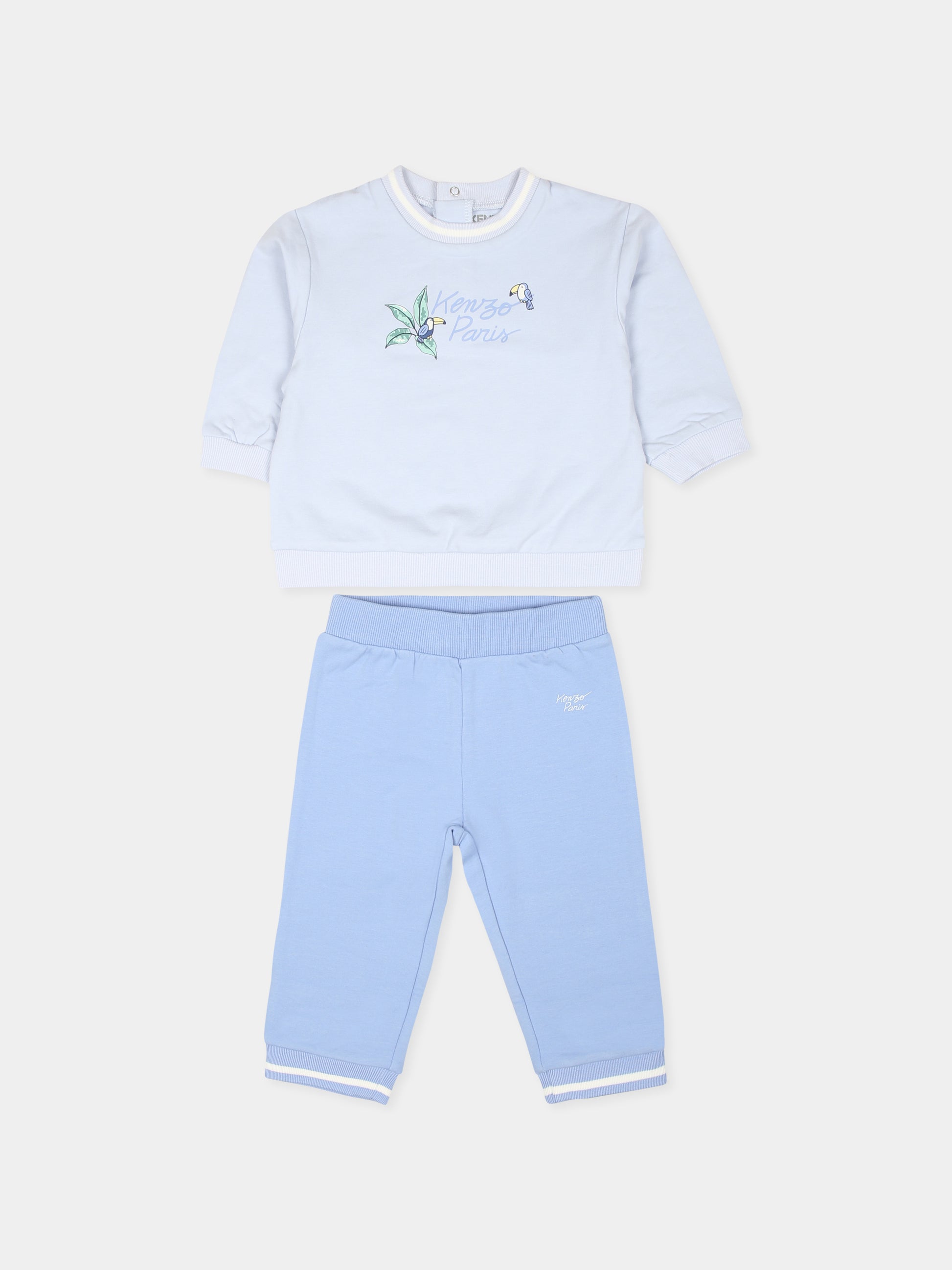 Completo celeste per neonato con tigre e logo,Kenzo Kids,K60449 771