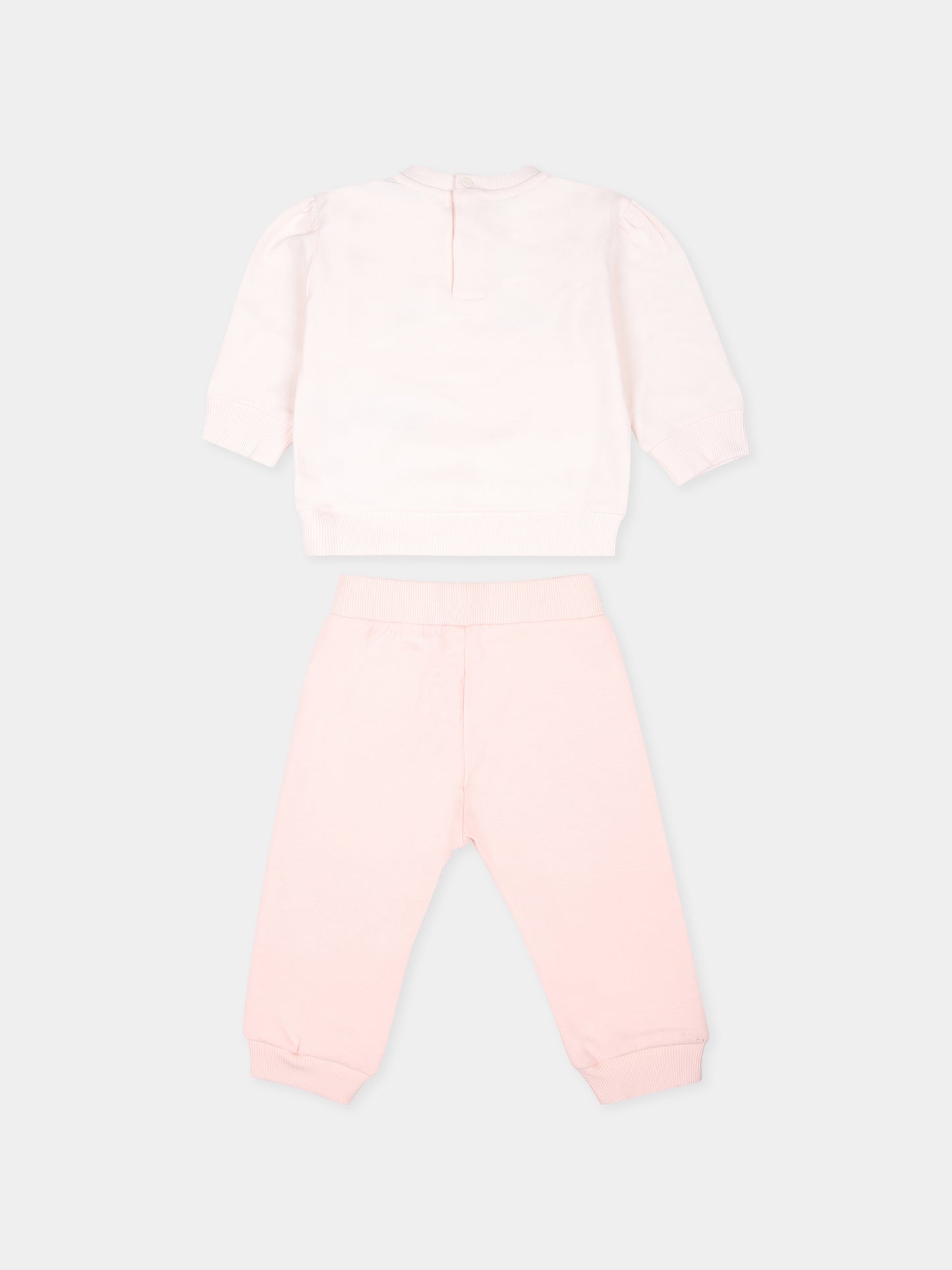 Completo nascita rosa per neonata con stampa floreale e logo,Kenzo Kids,K60423 47R