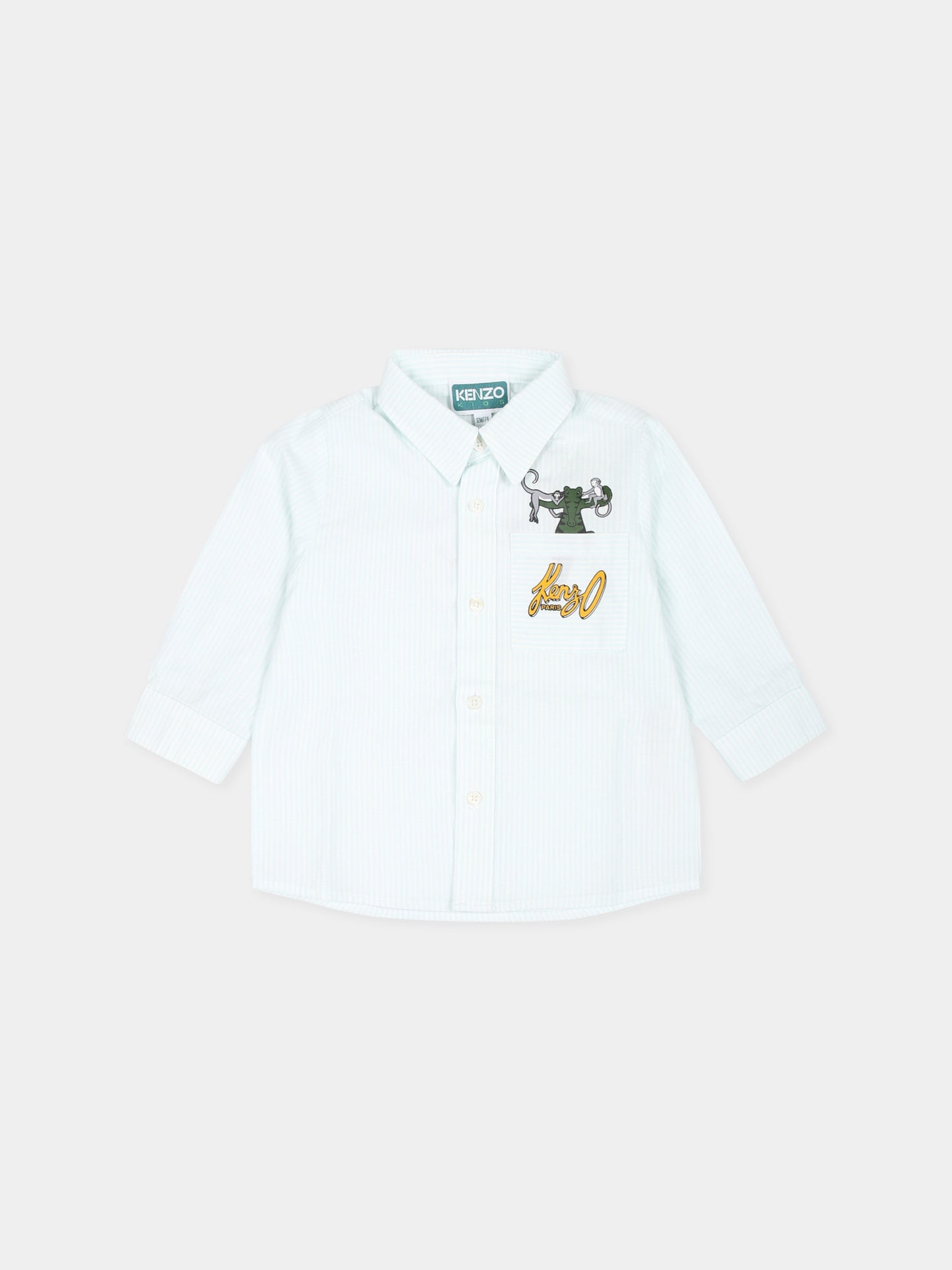 Camicia celeste per neonato con coccodrillo,Kenzo Kids,K60502 78B