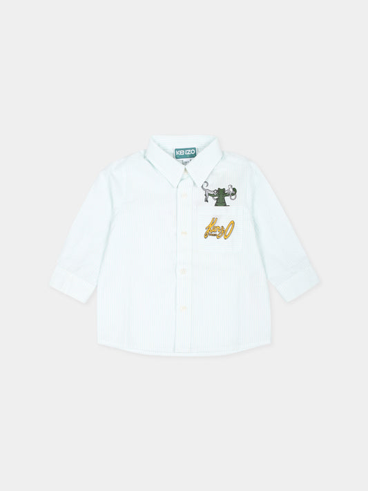 Camicia celeste per neonato con coccodrillo,Kenzo Kids,K60502 78B