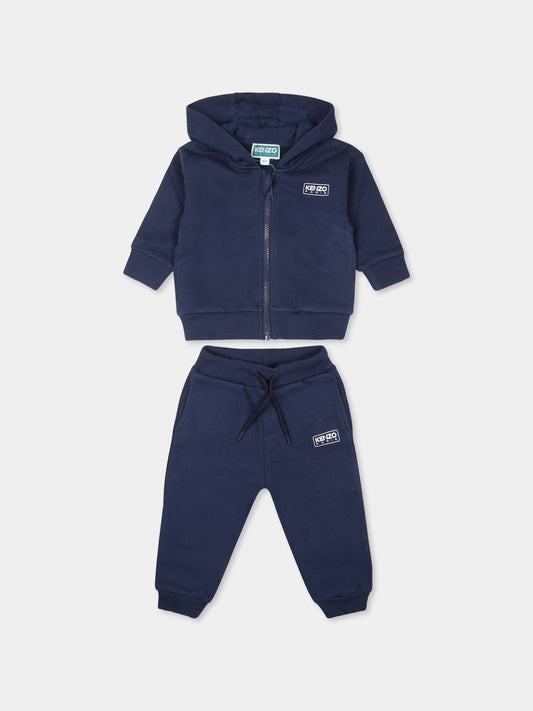 Completo blu per neonato con logo,Kenzo Kids,K60498 84A