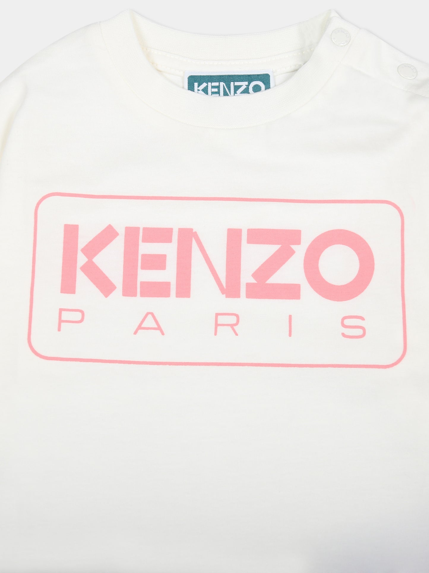 T-shirt bianca per neonata con logo,Kenzo Kids,K60489 12P