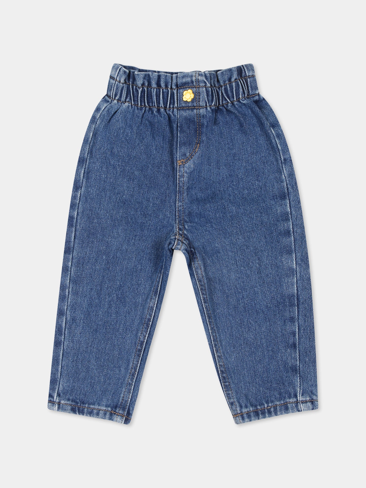 Jeans blu per neonata con fiore,Kenzo Kids,K60469 Z25