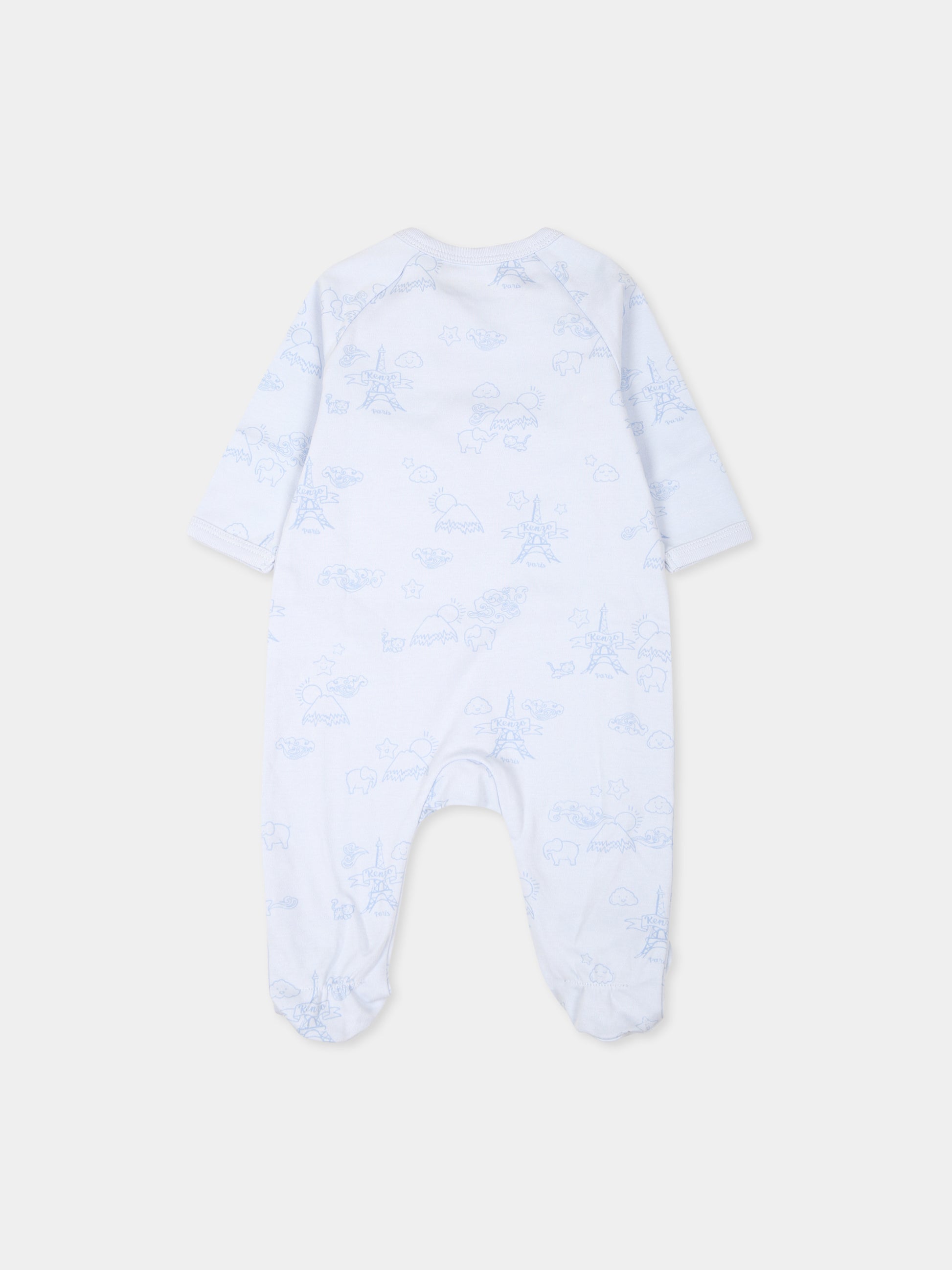 Set tutina celeste per neonato con Tour Eiffel e logo,Kenzo Kids,K60456 771