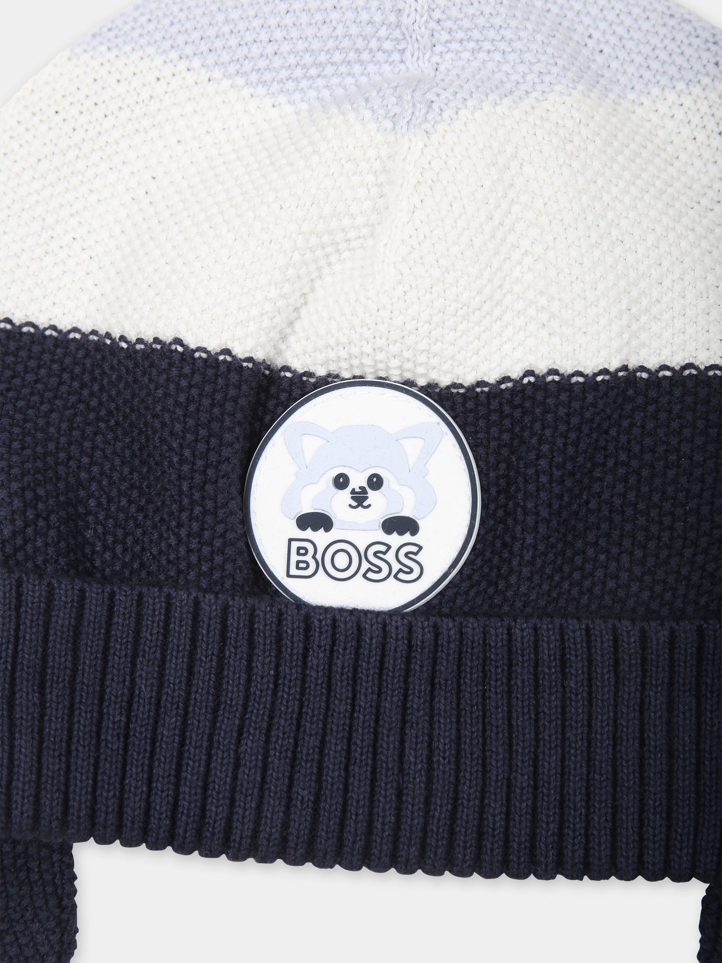 Berretto blu per neonato con panda,Boss,J51540 849