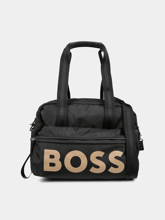 Borsa mamma nera per neonato con logo,Boss,J51553 09B