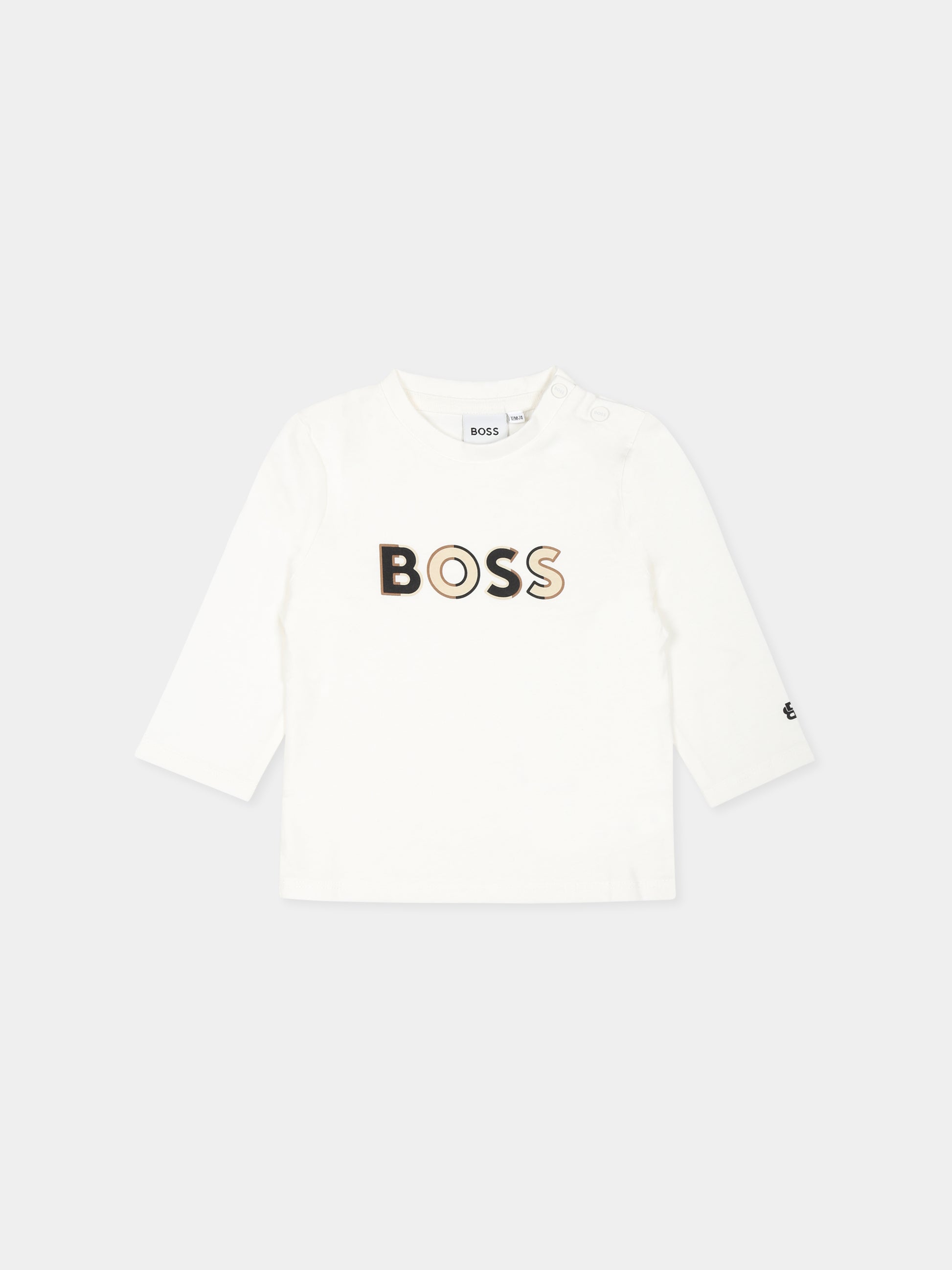 T-shirt bianca per neonato con logo,Boss,J51044 117