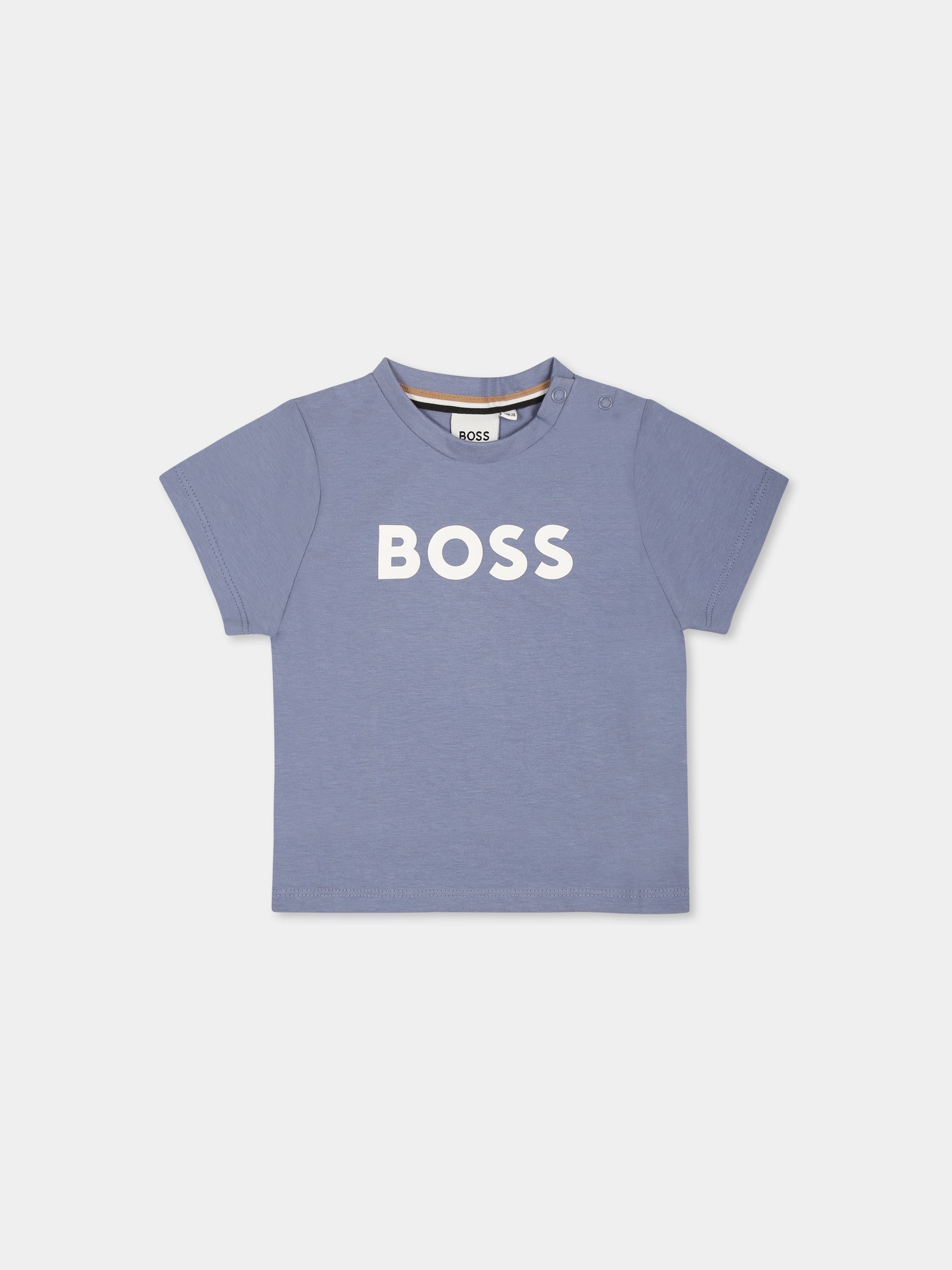 T-shirt grigia per neonato con logo,Boss,J51298 049