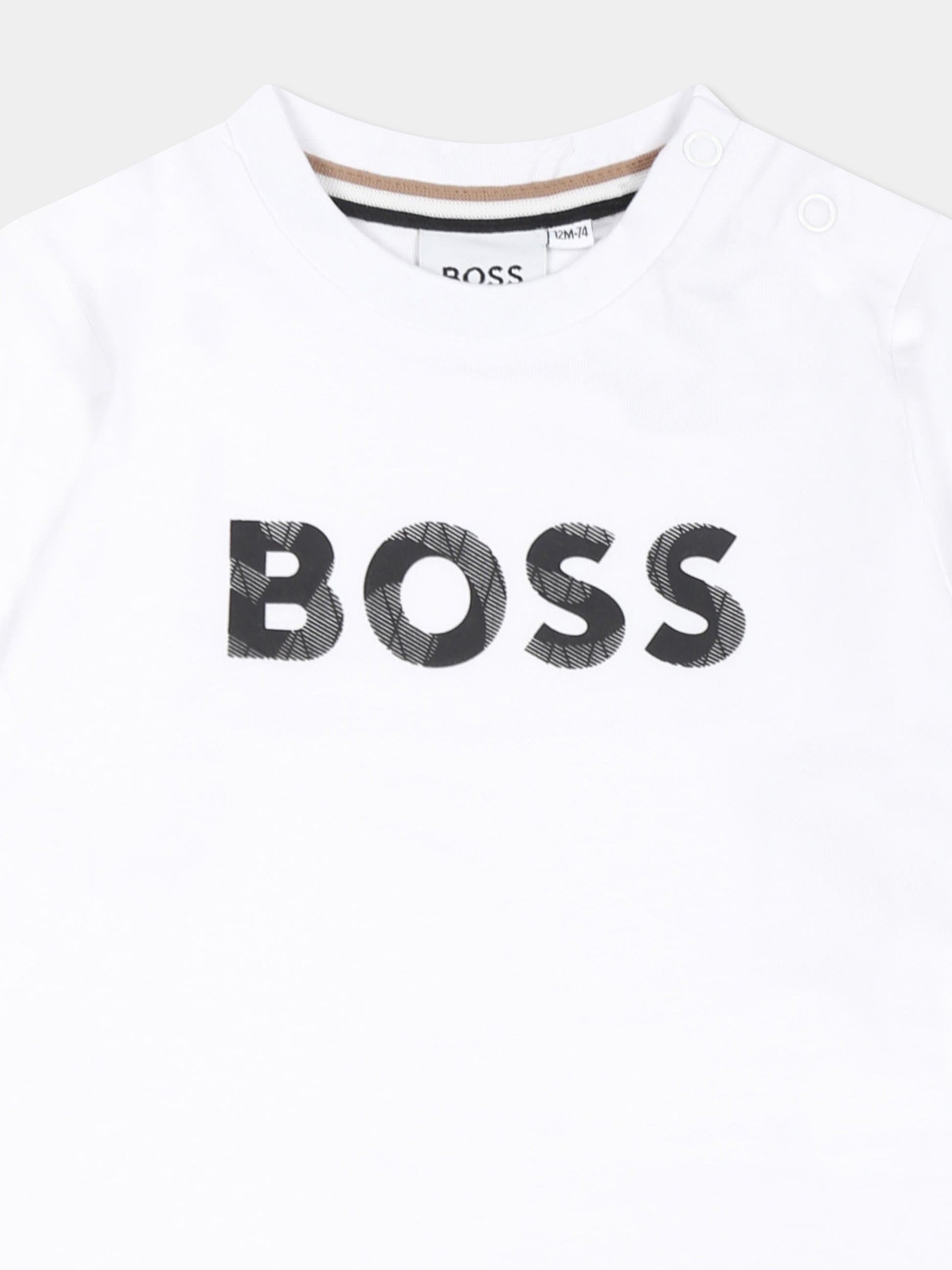 T-shirt bianca per neonato con logo,Boss,J51292 10P