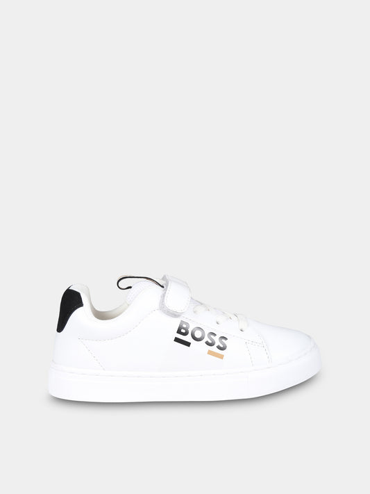 Sneakers bianche per bambino con logo,Boss,J51341 10P