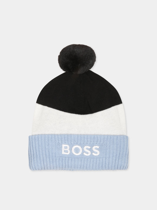 Berretto blu per neonato con logo,Boss,J51597 049