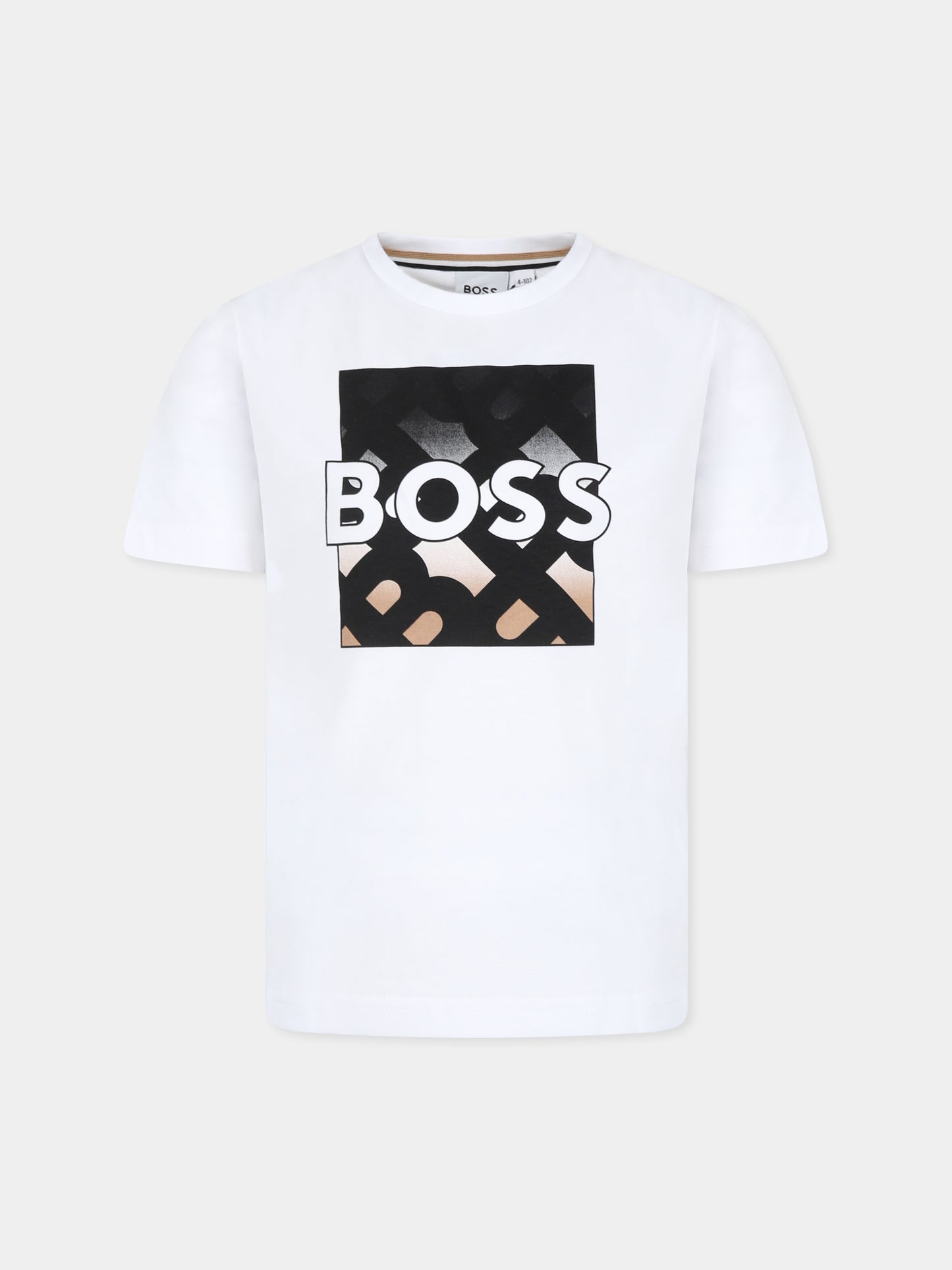 T-shirt bianca per bambino con logo,Boss,J51219 10P