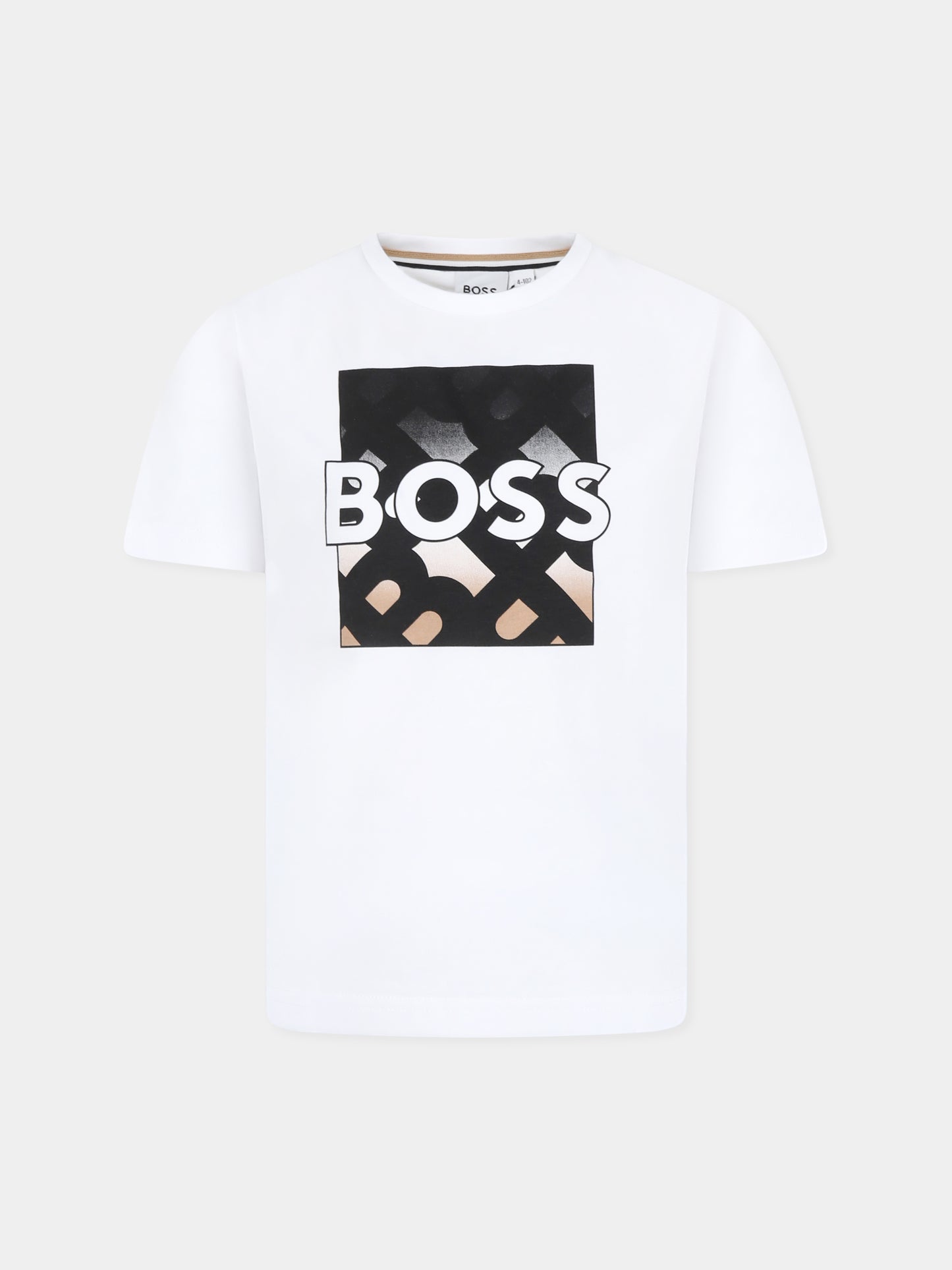 White t-shirt for boy with logo