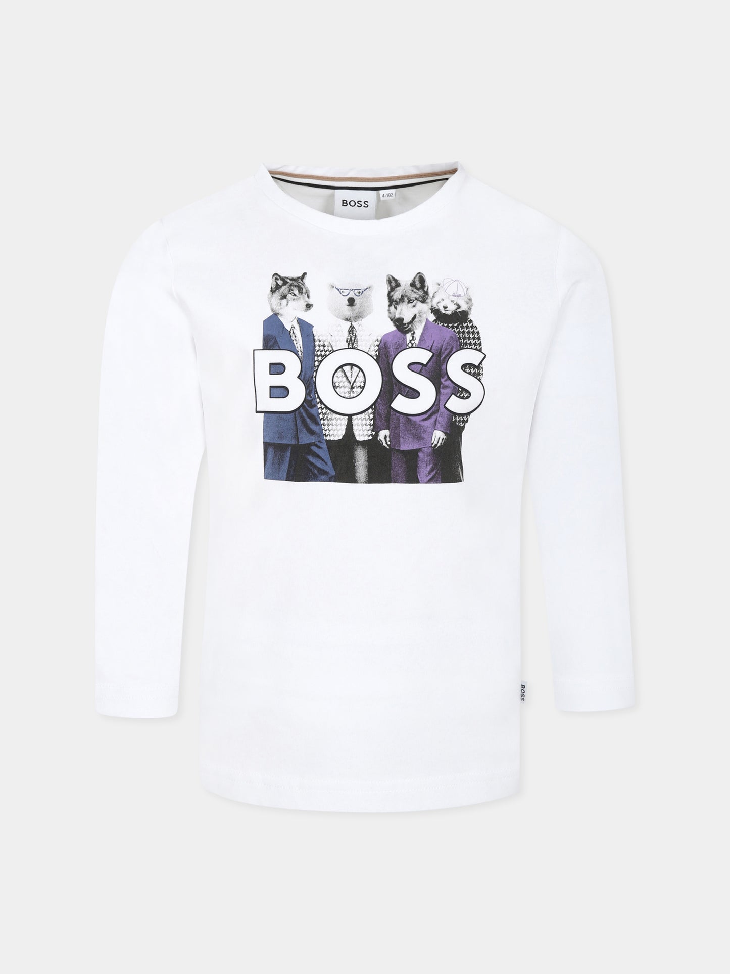 White t-shirt for boy with logo
