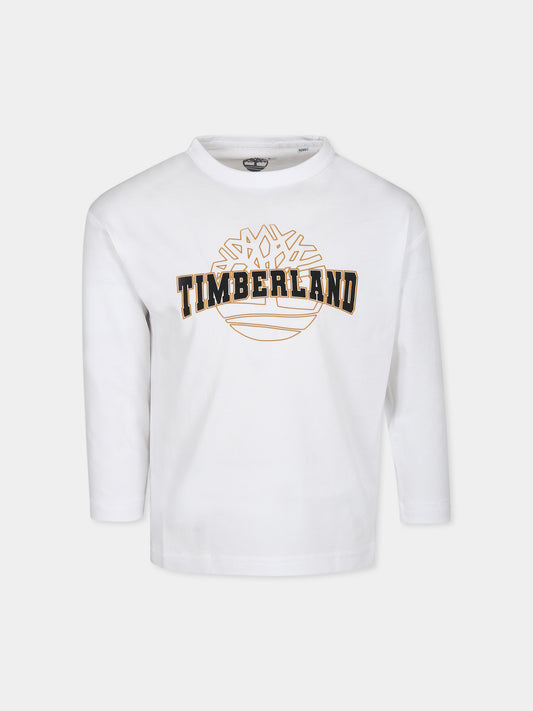 T-shirt bianca per bambino con logo,Timberland,T60293 10P