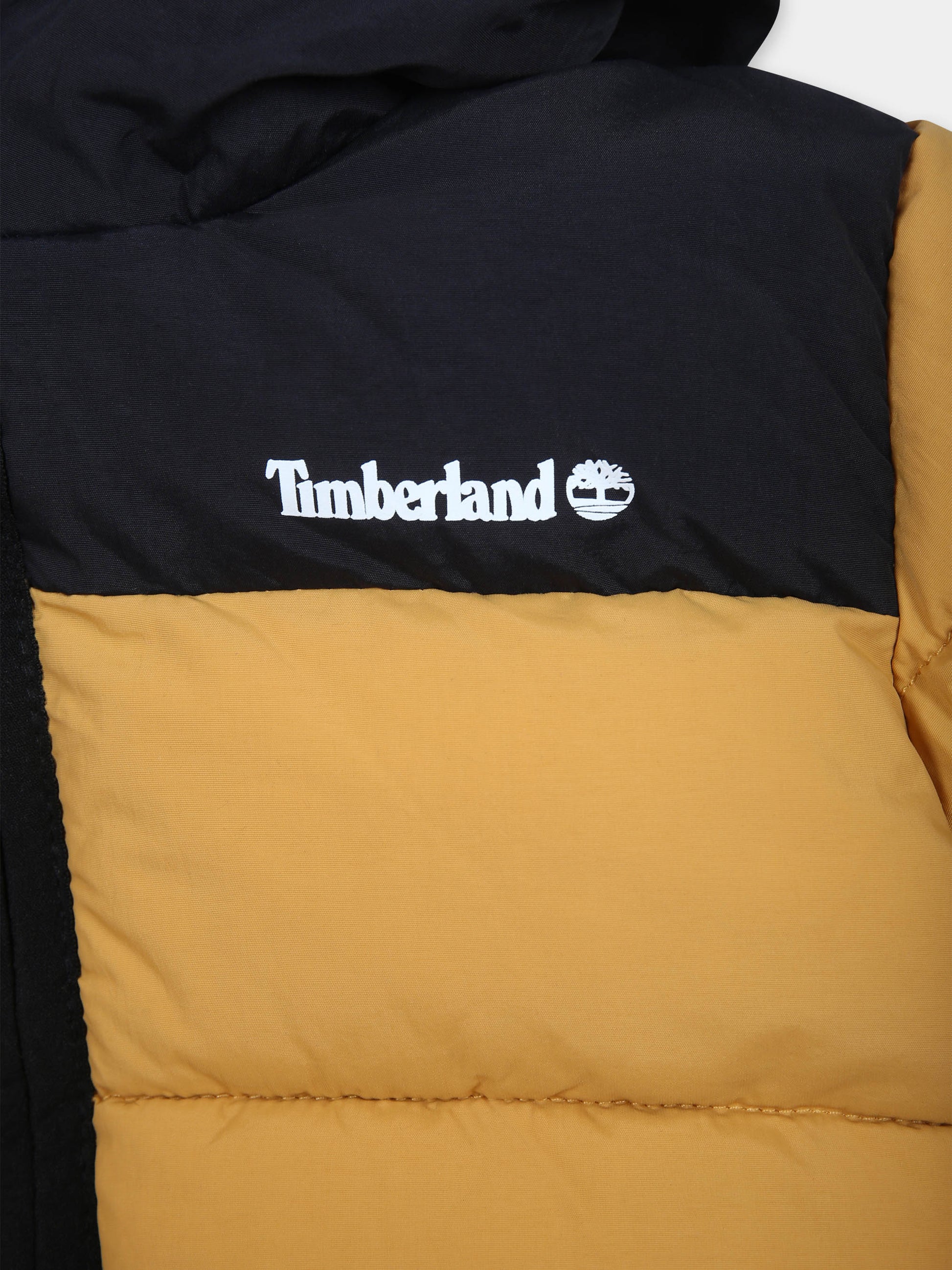 Piumino giallo per neonato con logo,Timberland,T60246 589