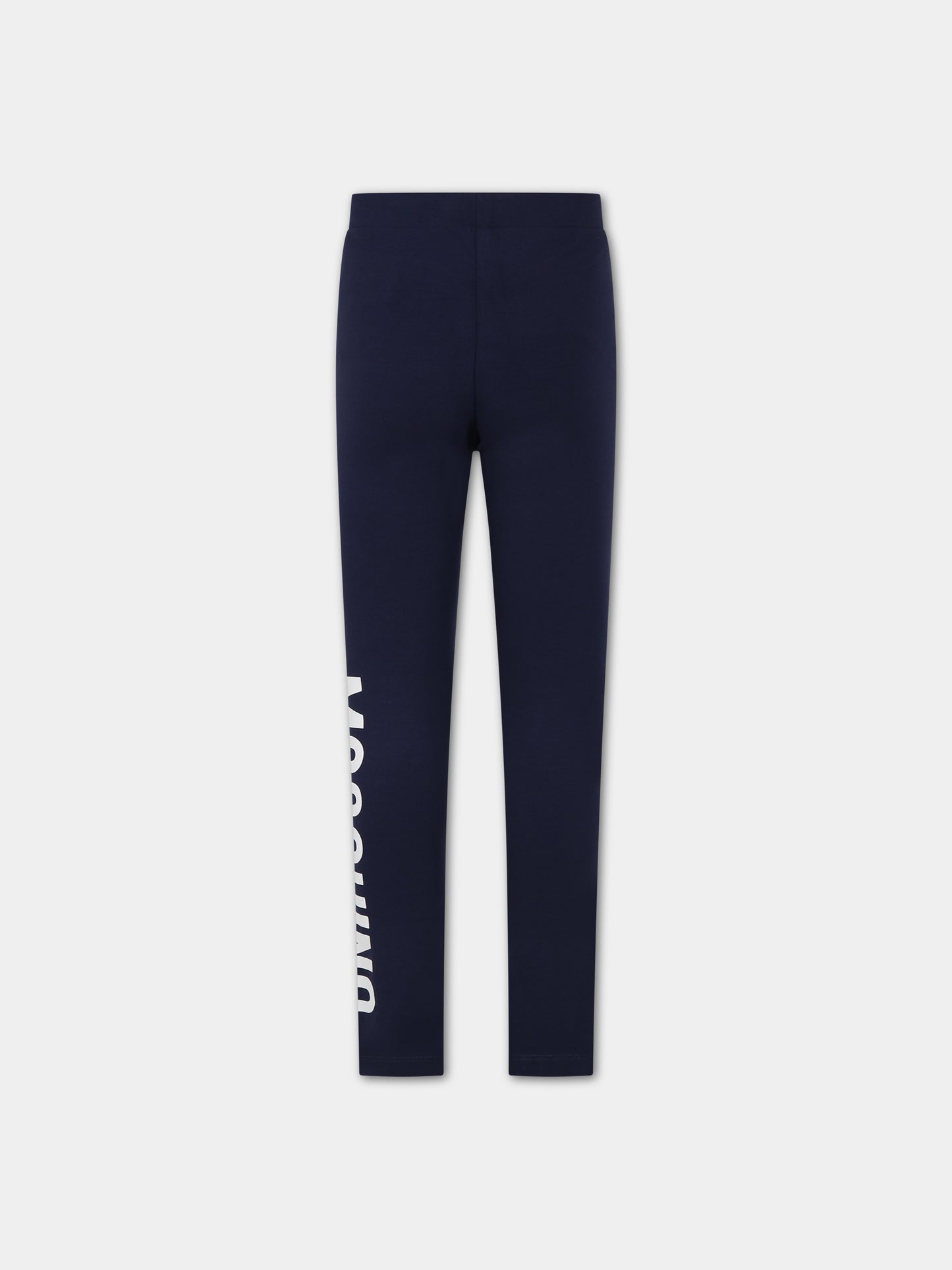 Leggings blu per bambina con logo,Moschino Kids,HAP04X LBA11 40016