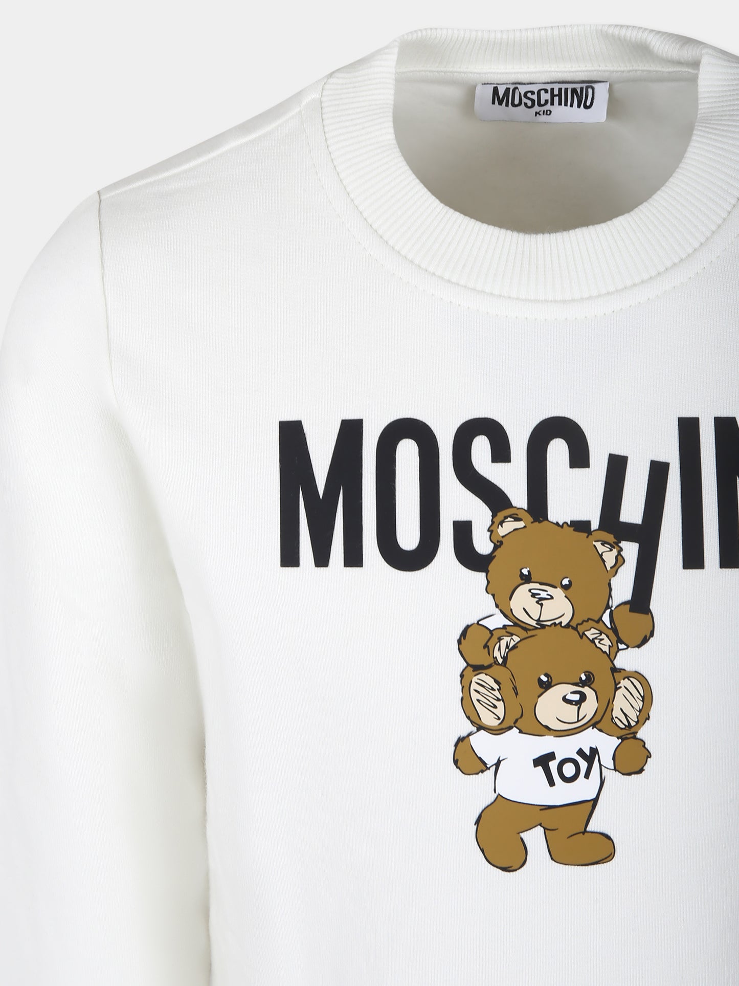 Felpa avorio per bambini con due Teddy Bears,Moschino Kids,H6F05R LCA43 10063