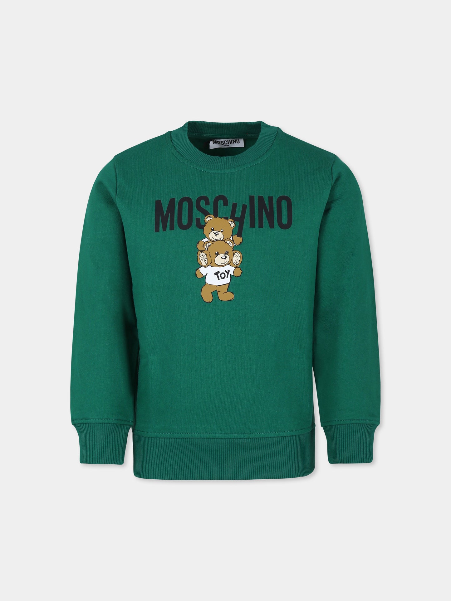 Felpa verde per bambini con due Teddy Bears,Moschino Kids,H6F05R LCA43 30139