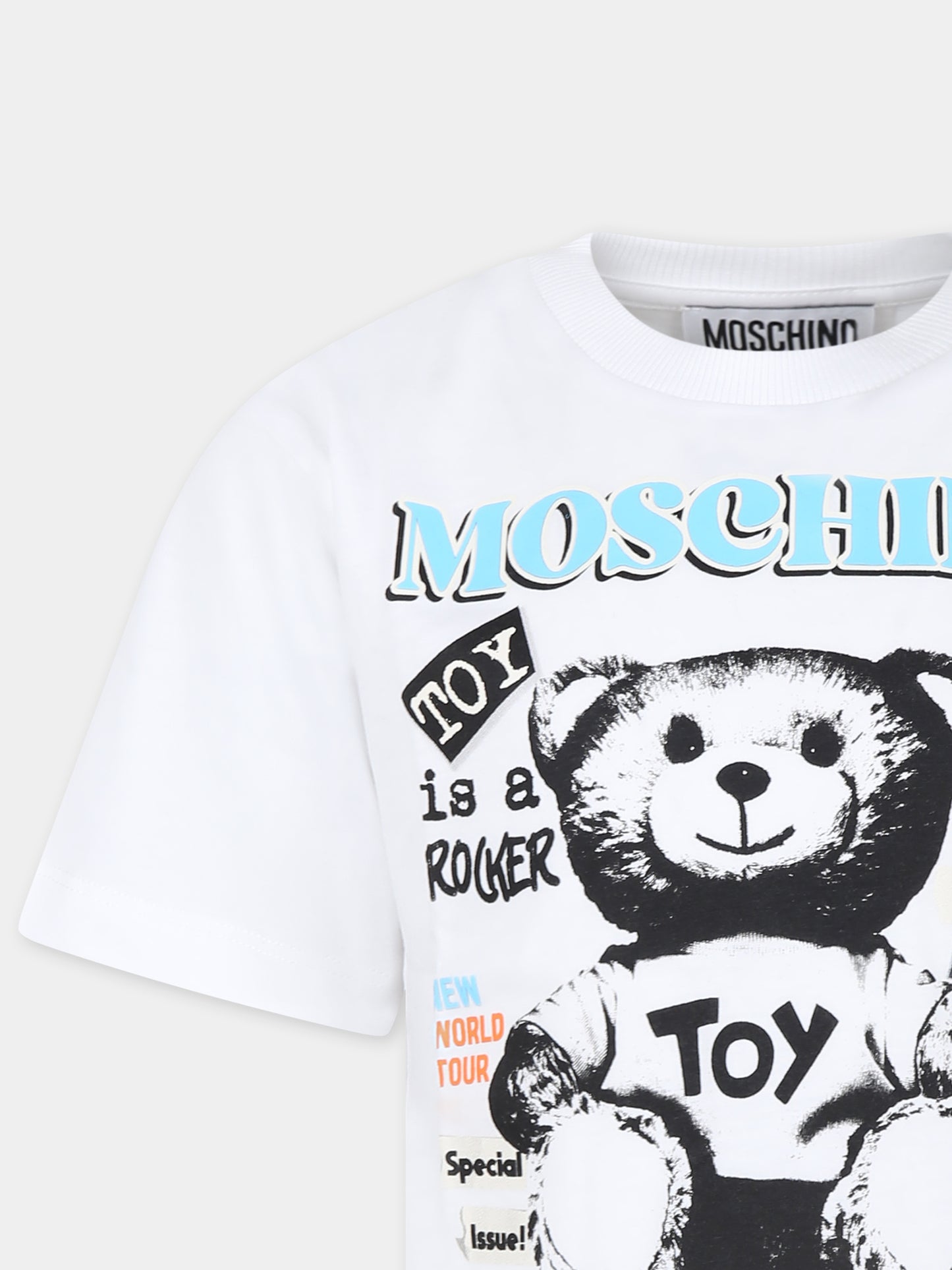 T-shirt bianca per bambini con Teddy Bears e slogan,Moschino Kids,H8M03R LAA20 10101