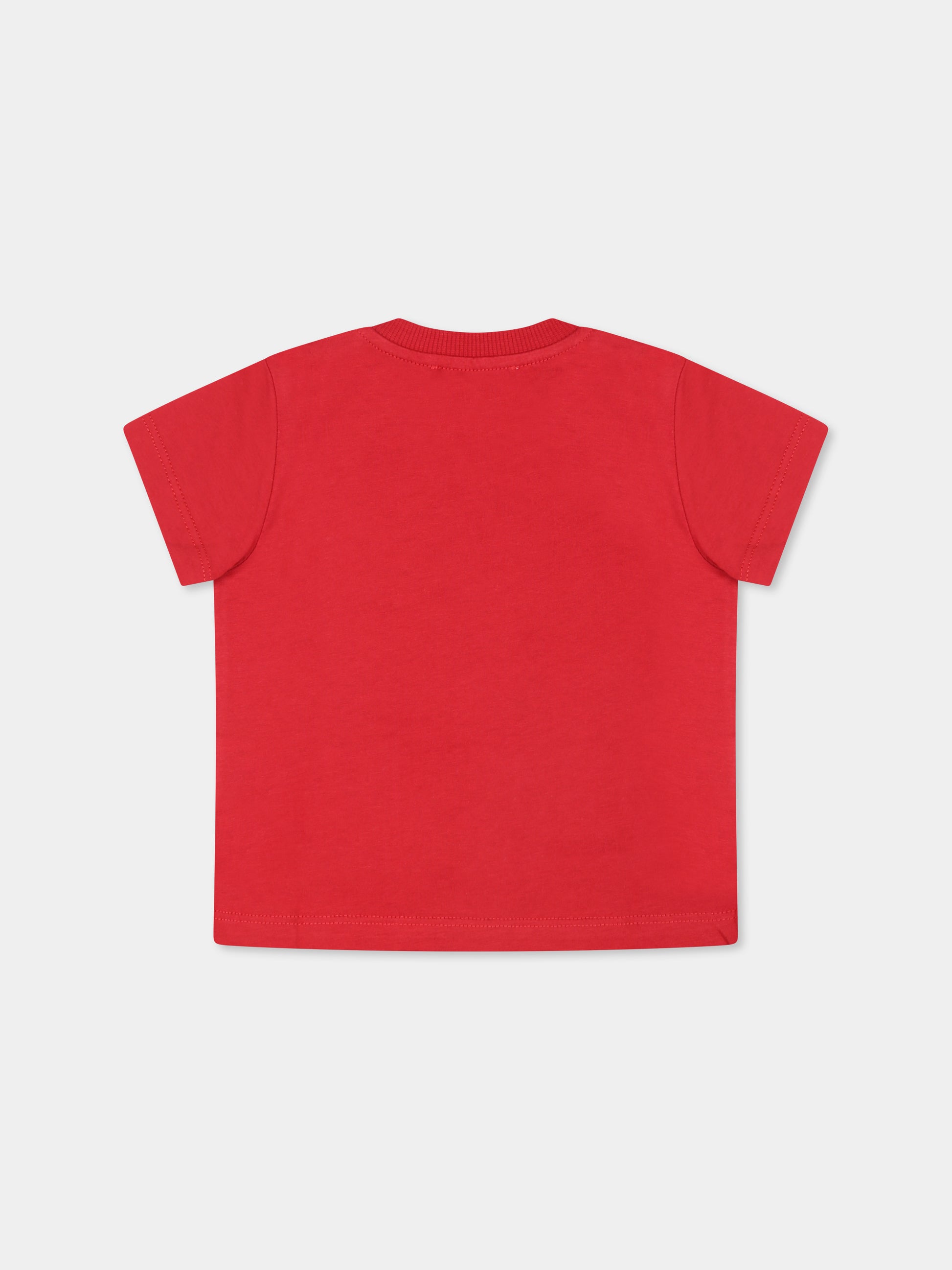 T-shirt bordeax per neonati con tre Teddy Bears,Moschino Kids,M7M032 LAA10 50307