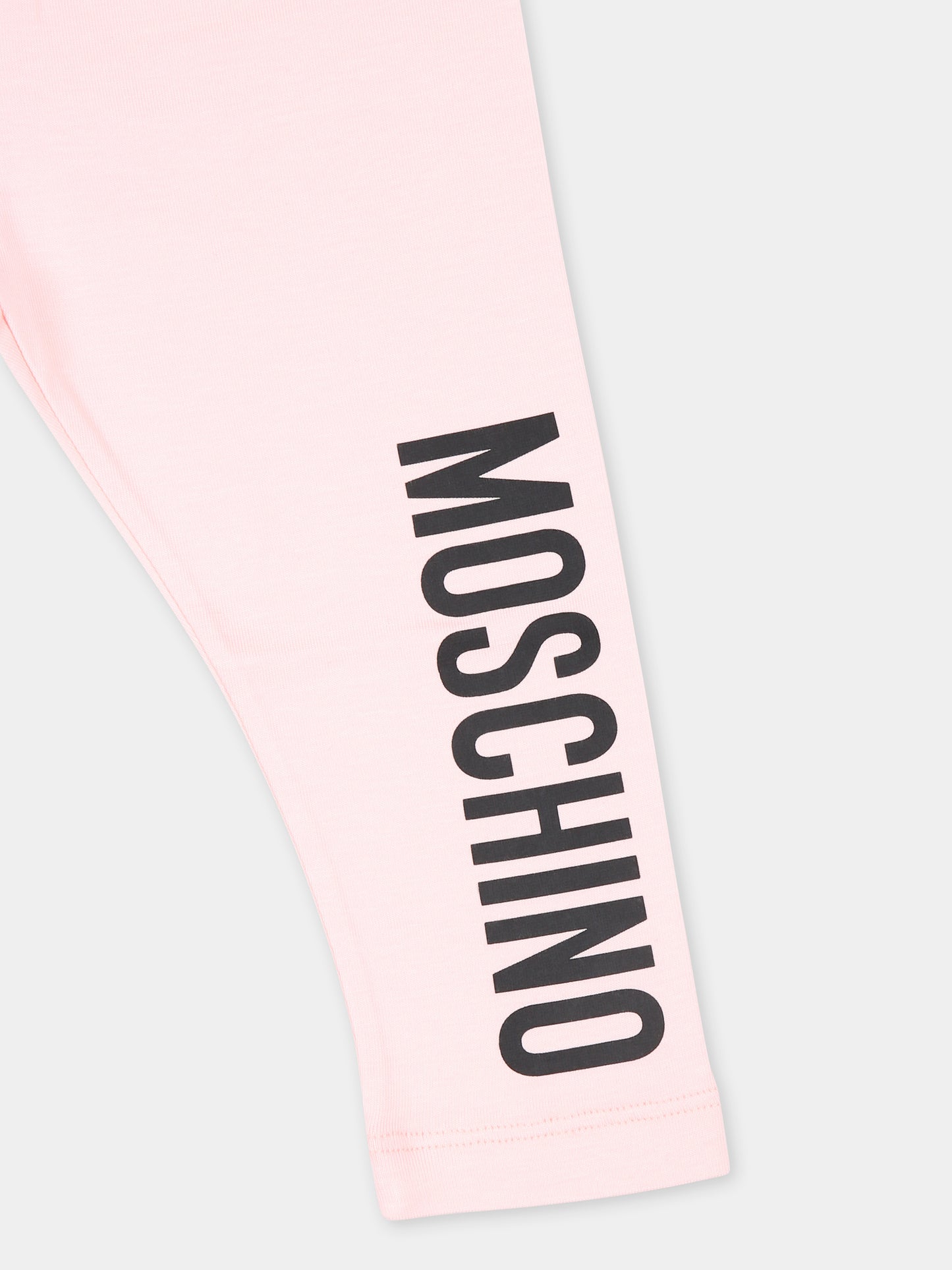 Leggings rosa per neonata con logo,Moschino Kids,MDP03A LBA11 50209