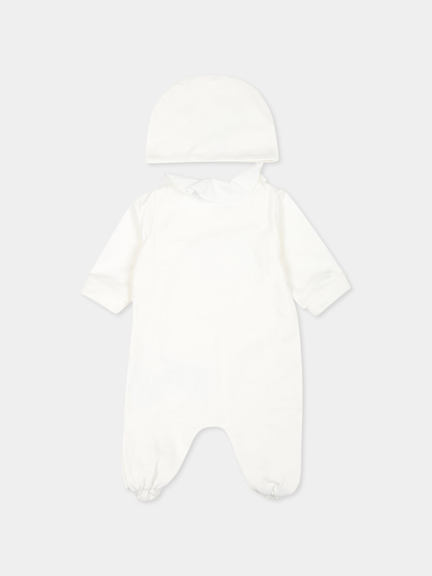 Set tutina avorio per neonata con Teddy Bear e cuori,Moschino Kids,MDY016 LCA80 10063