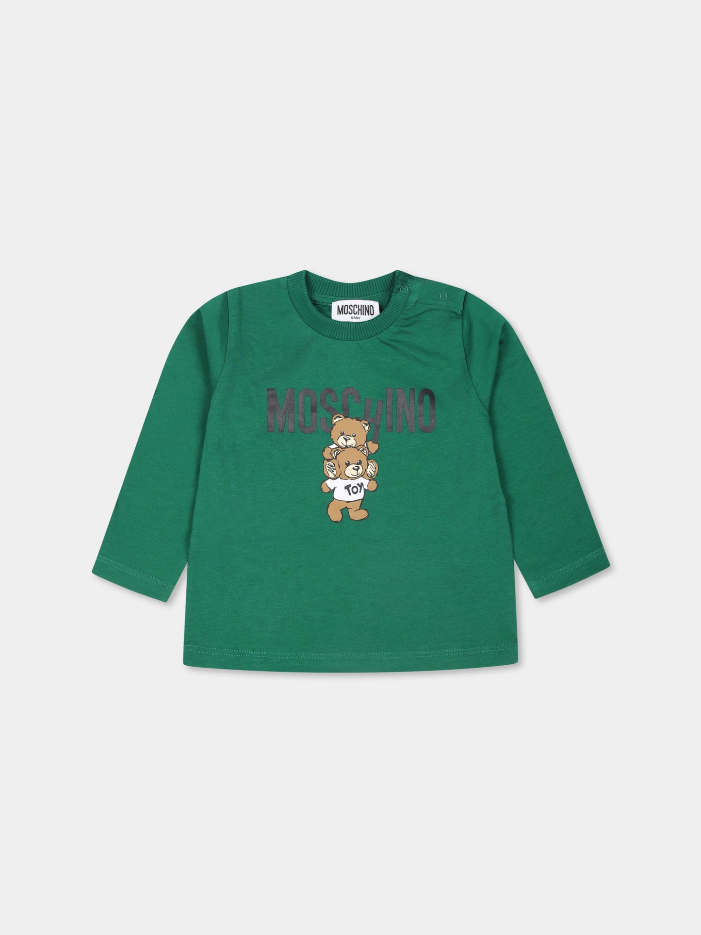 T-shirt verde per neonati con Teddy Bear,Moschino Kids,MMO00R LAA01 30139