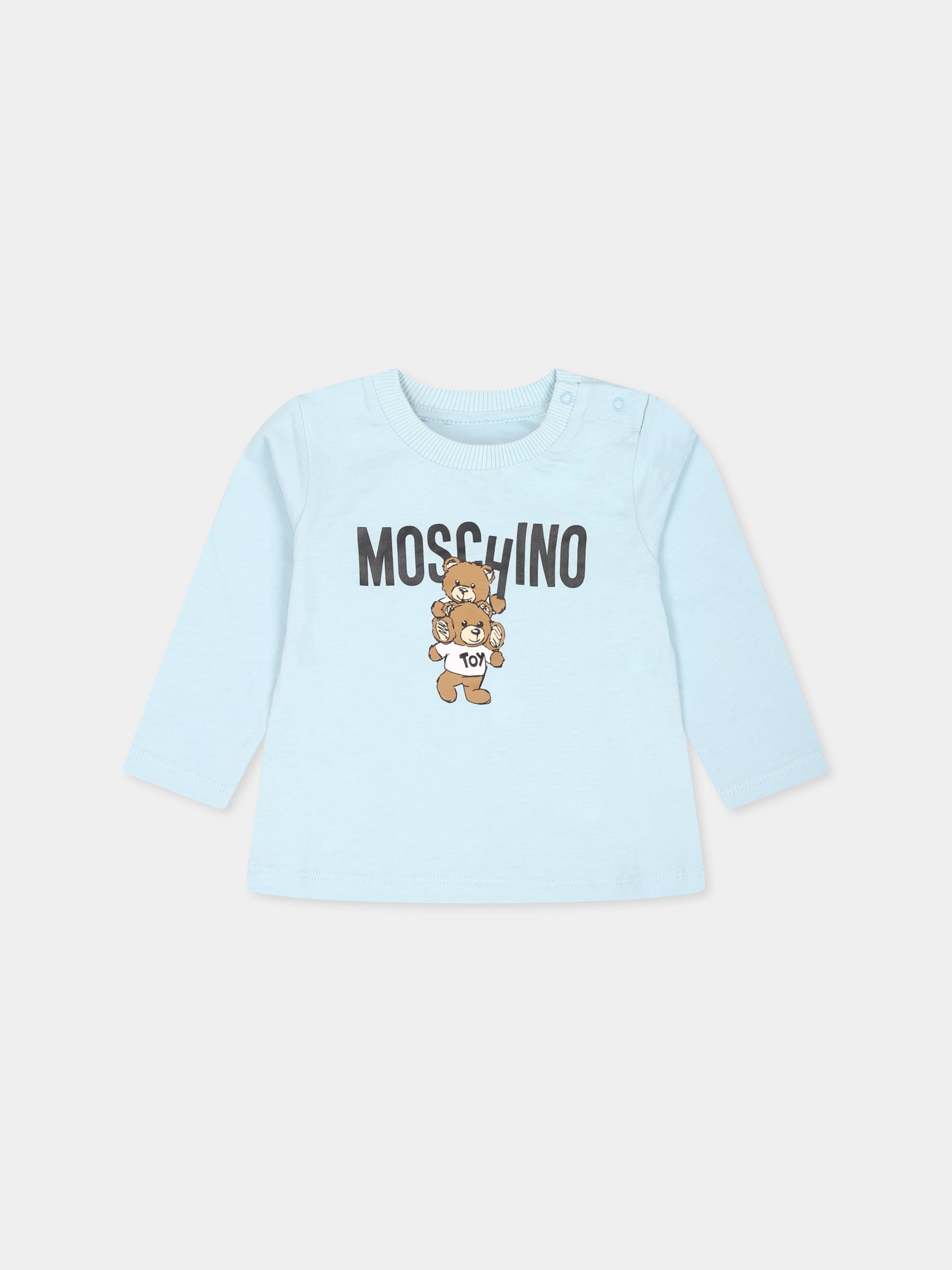 T-shirt celeste per neonato con Teddy Bear,Moschino Kids,MMO00R LAA01 40304