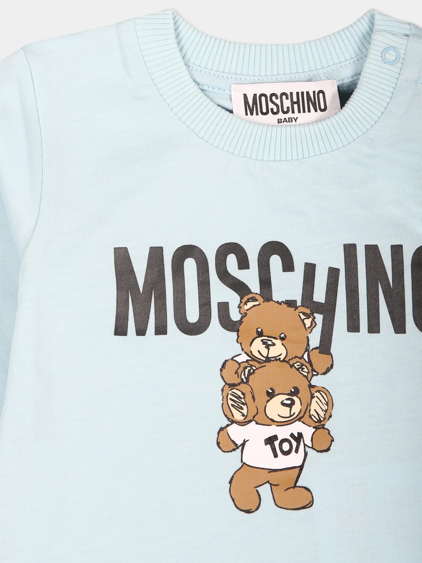 T-shirt celeste per neonato con Teddy Bear,Moschino Kids,MMO00R LAA01 40304