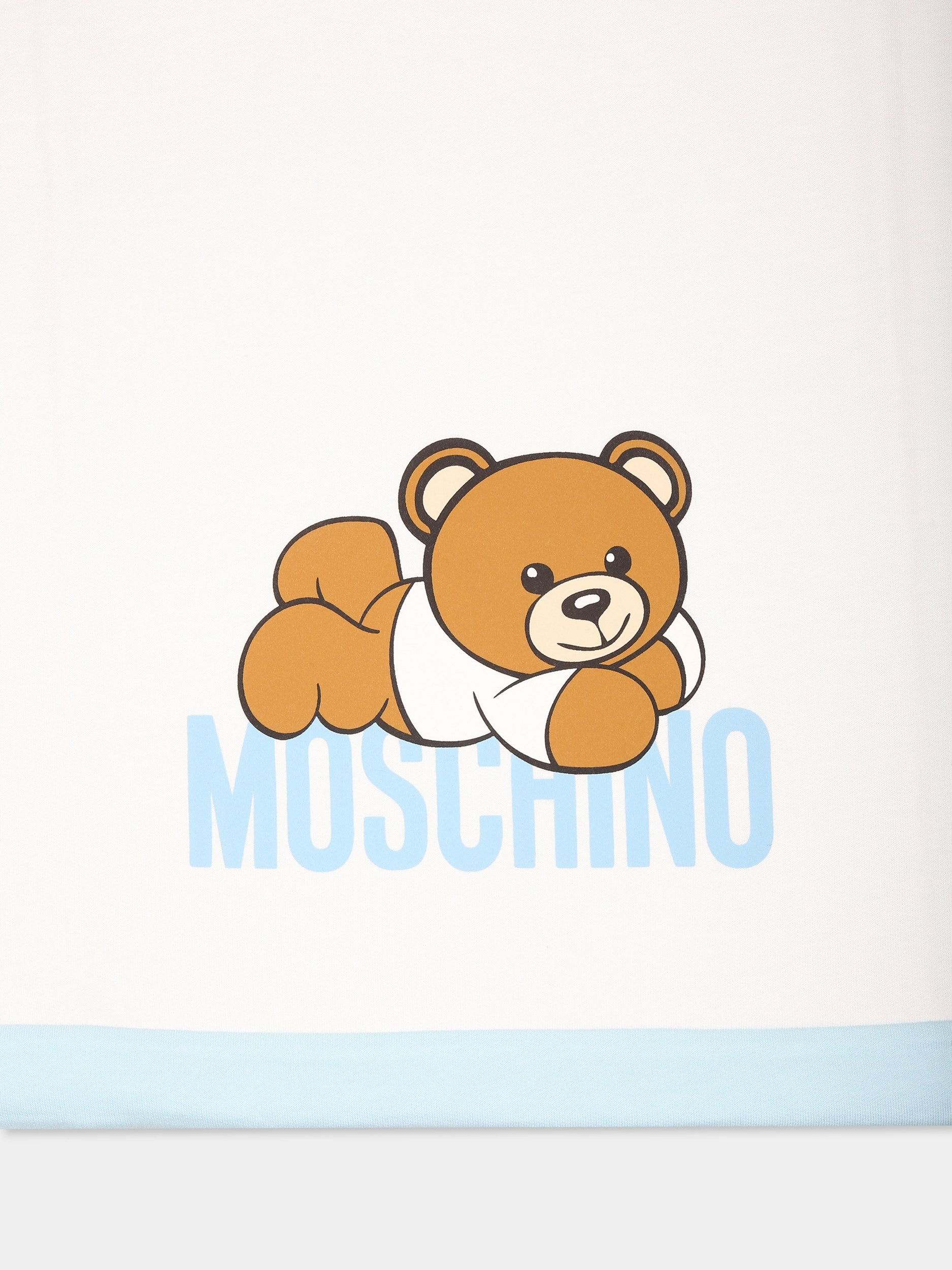 Coperta celeste per neonato con Teddy Bear,Moschino Kids,MOB00C LCA63 40304