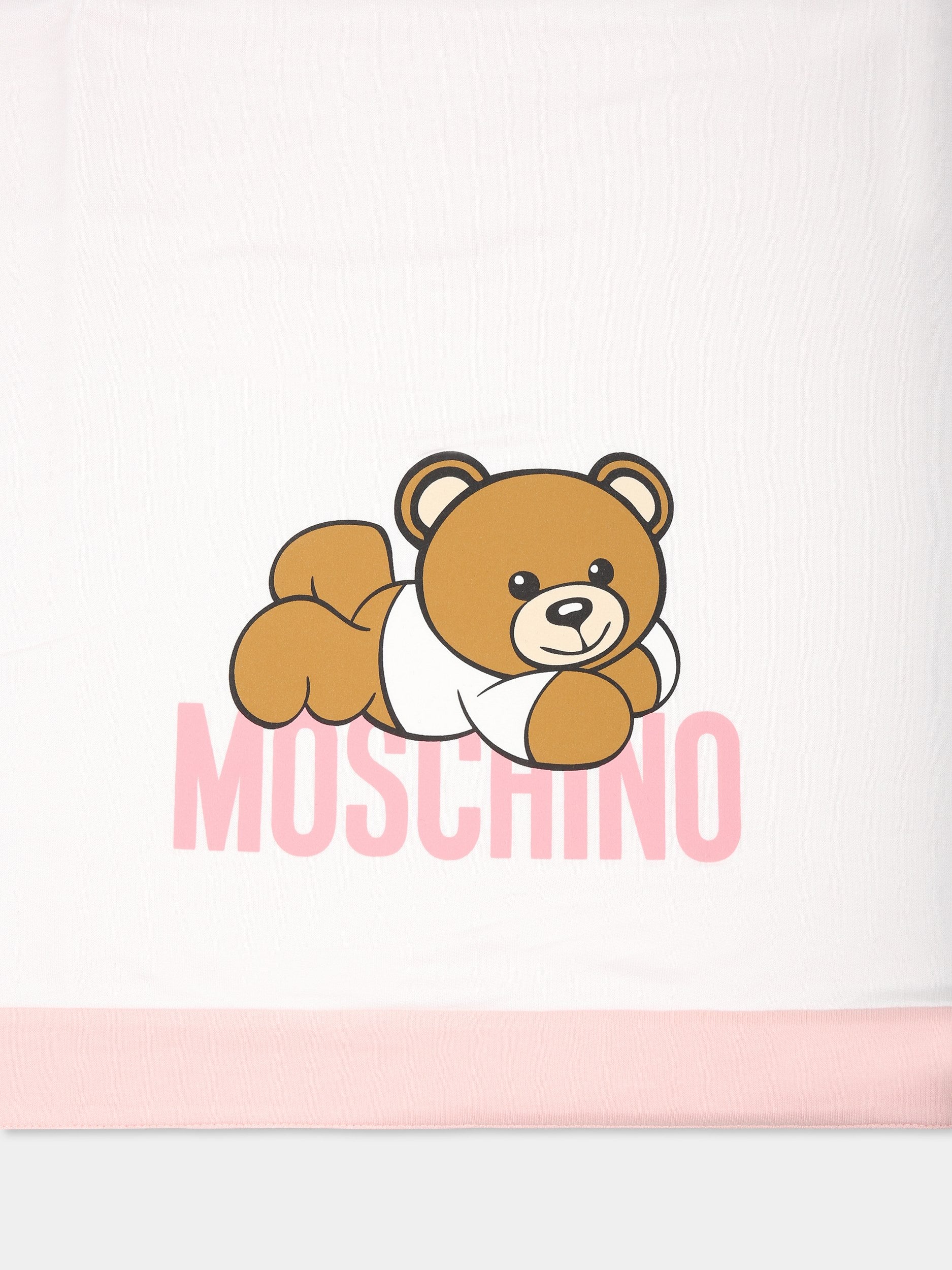 Coperta rosa per neonata con Teddy Bear,Moschino Kids,MOB00C LCA63 50209