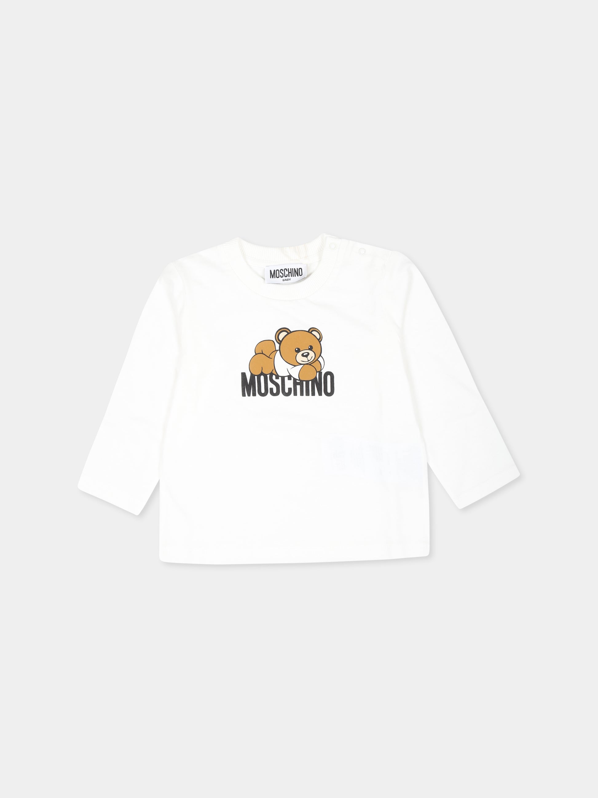 T-shirt avorio per neonati con Teddy Bear,Moschino Kids,MOO00R LAA36 10063